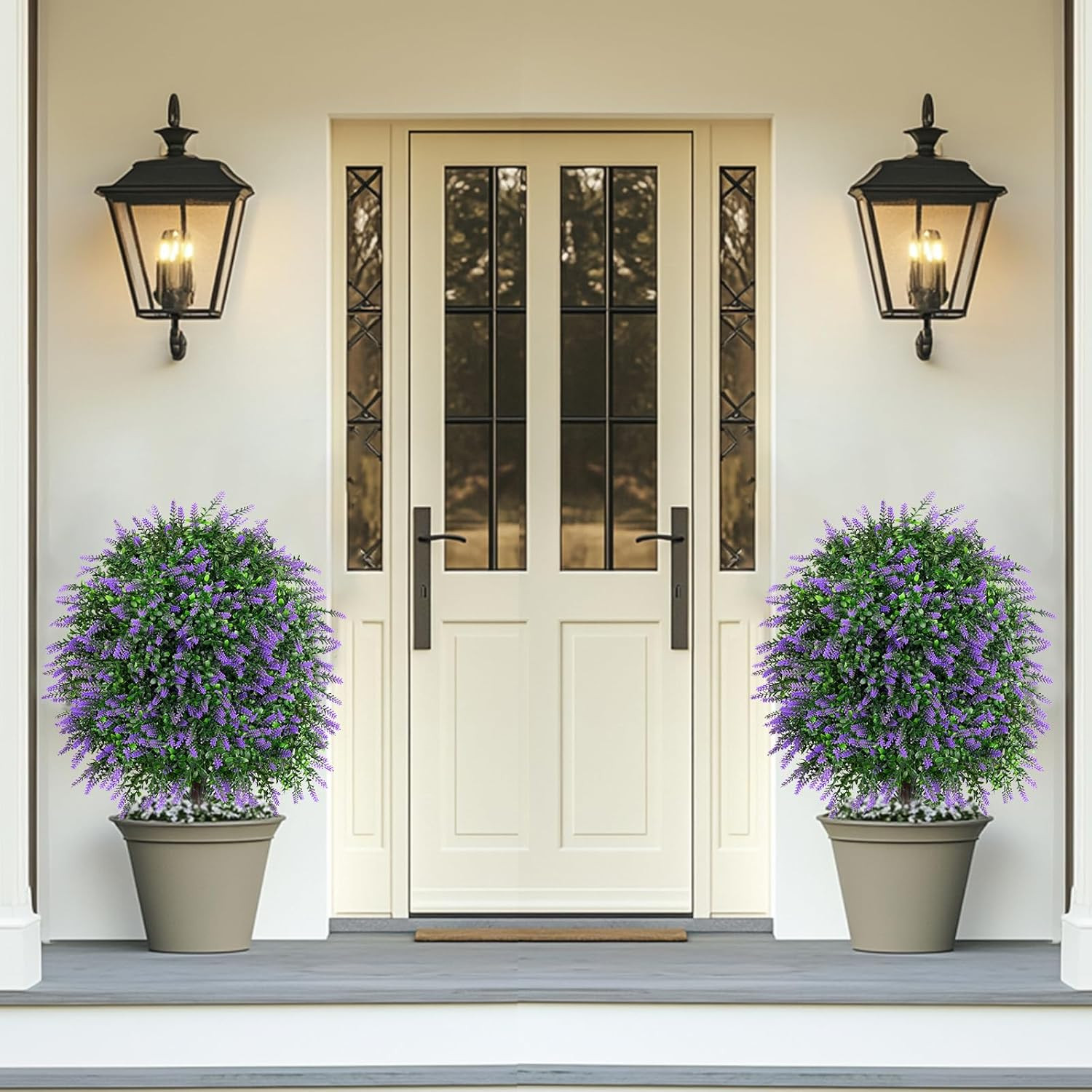 Artificial 28.7 Inches Boxwood Topiary Ball with Lavender, Set of 2 Large Artifi