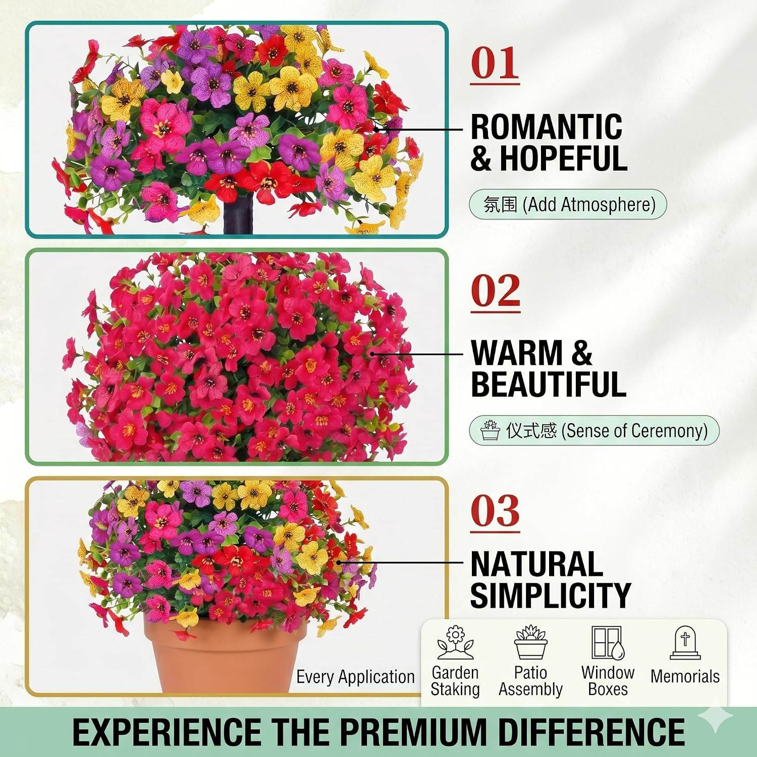2 Pack UV Resistant Real Touch Outdoor Petunias – Perfect for Yard & Porch Decor