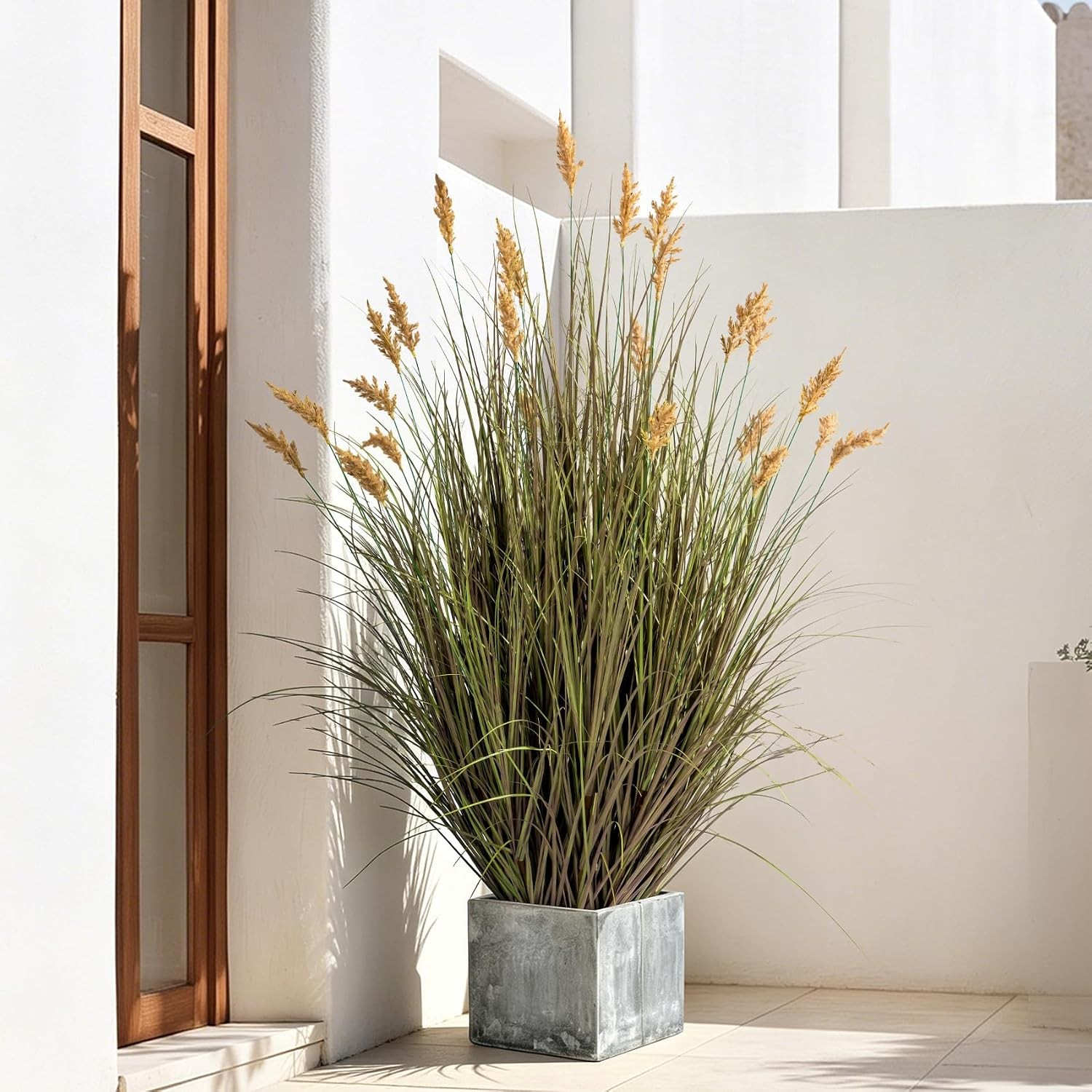 2 Pack Lifelike Faux Plastic plantas Synthetic Pampas Grass Indoor Outdoor