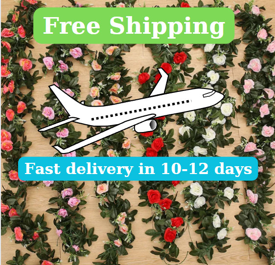 2.2m Artificial Flower Silk Rose Leaf Garland Vine Ivy Home Wedding Garden Décor
