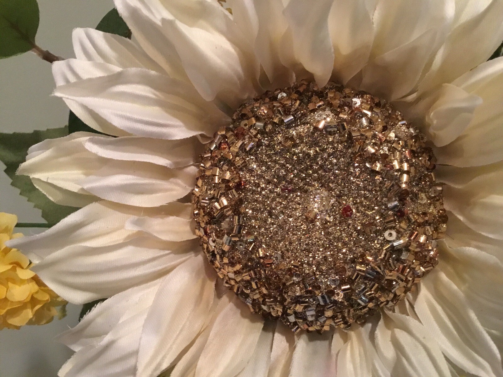 New Handmade Floral arrangement in vase Yellow and White Sunflower