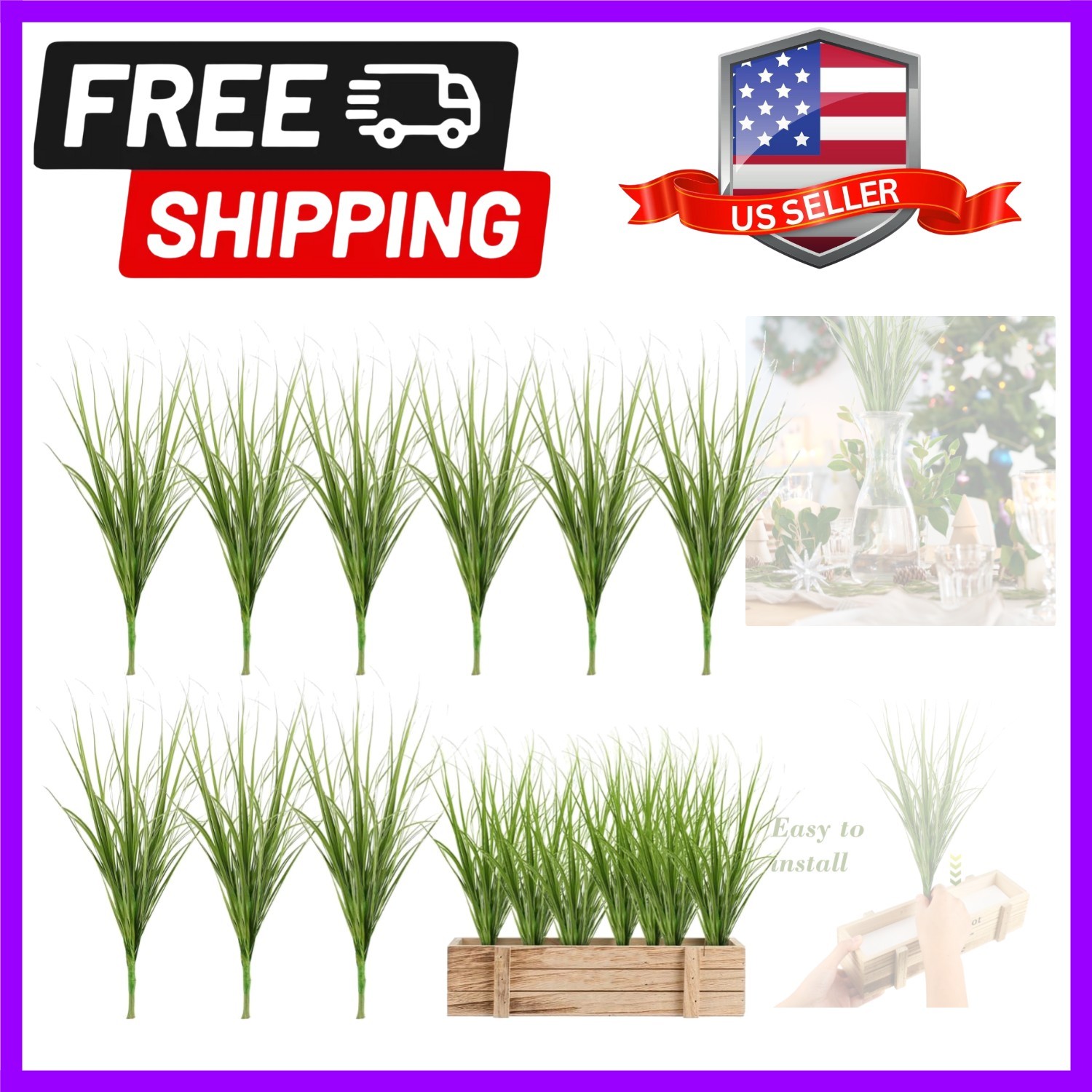 12Pcs Lifelike Artificial Grass Stems – Indoor Outdoor Decorative Greenery