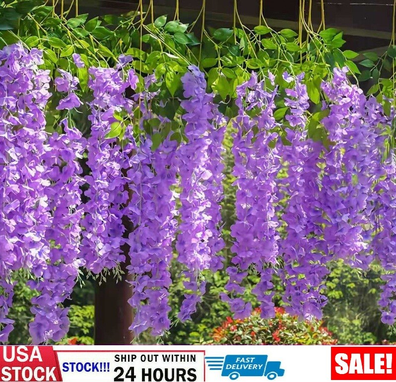 24× Purple 3.6 Feet Artificial Wisteria Hanging Garland Flower Wedding Decor USA