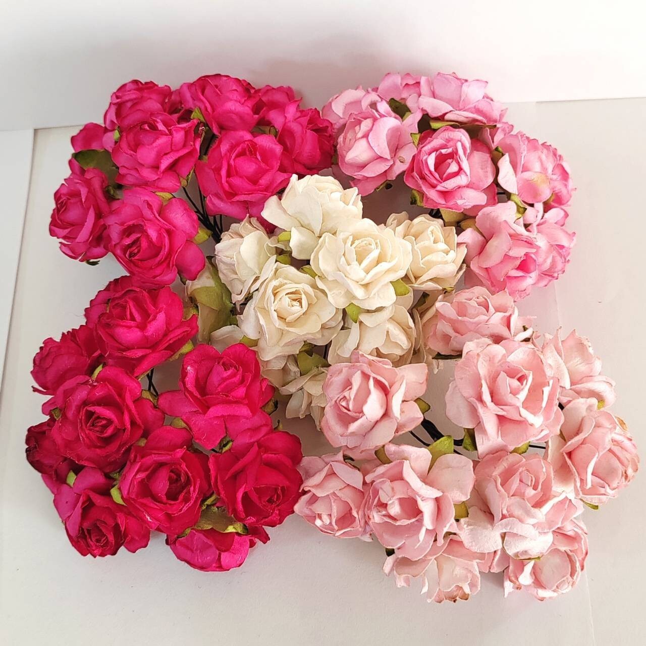 50 Mix in Pink Tone Artificial Flowers Rose Flower Paper Flower size 30-35 mm