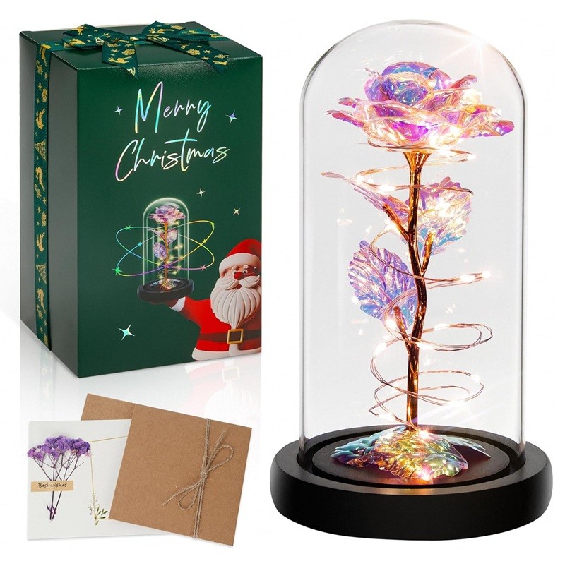 Christmas Rose Gifts for Women Birthday Mom Christmas Flowers Colorful Light Up