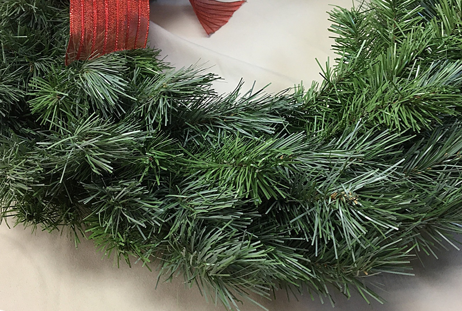 Holiday Christmas Pine Wreath With Red Bow Artificial Round 24″ Center