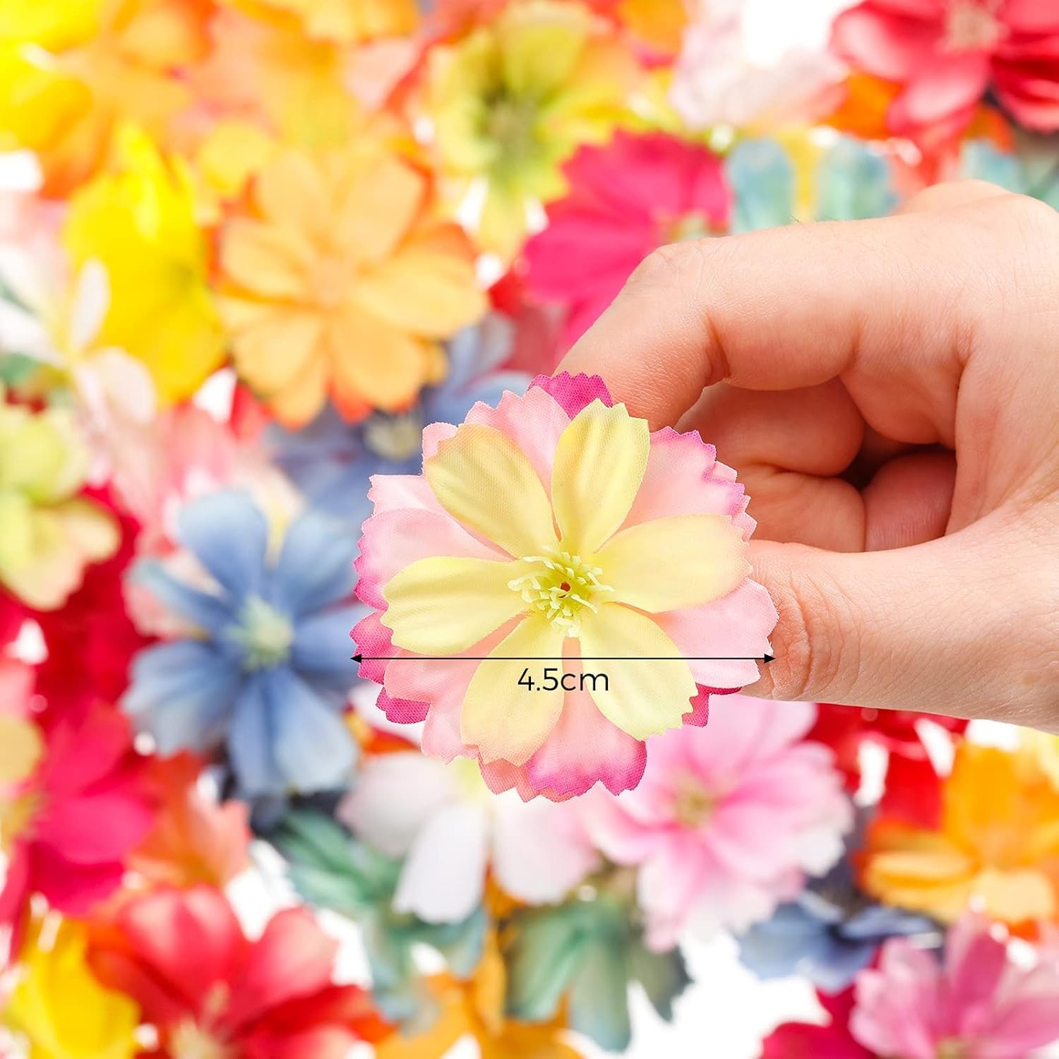 100 PCS 1.8 Inch Faux Flower Heads Artificial Silk Plum Blossom Mixed Color