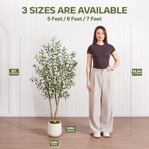 Artificial Olive Tree 5FT, Fake Plants Indoor – Potted Faux Olive Tree 5ft 1