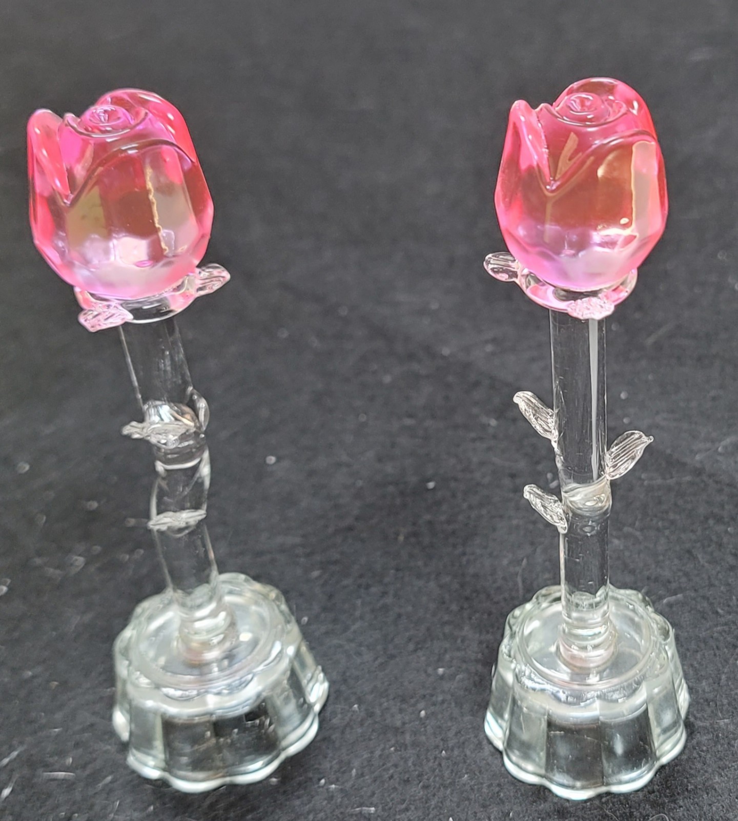 New, glass, pink rose, color changing sculpture.