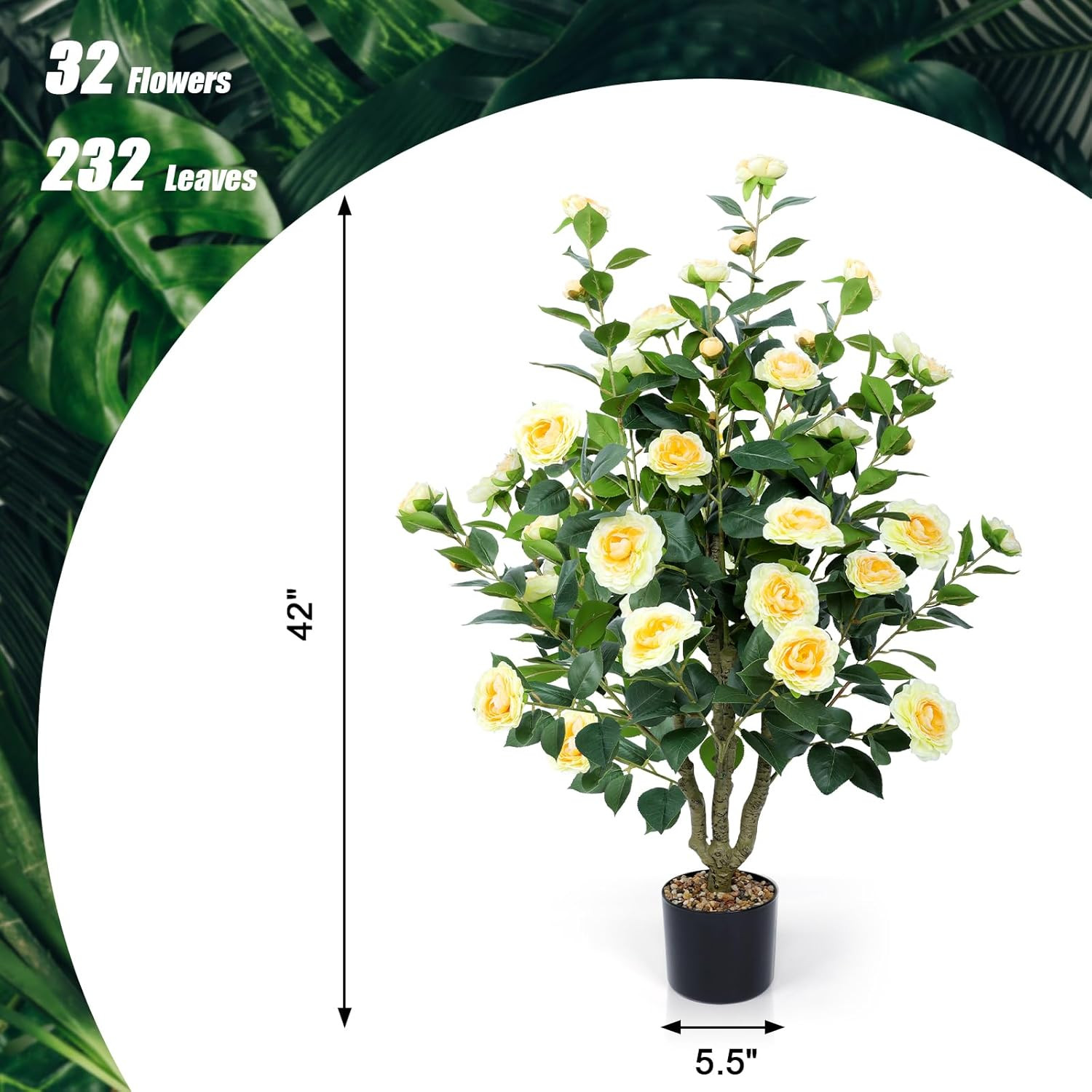 42″ Artificial Camellia Tree 2 Pack with 32 Flowers for Home & Office Decor
