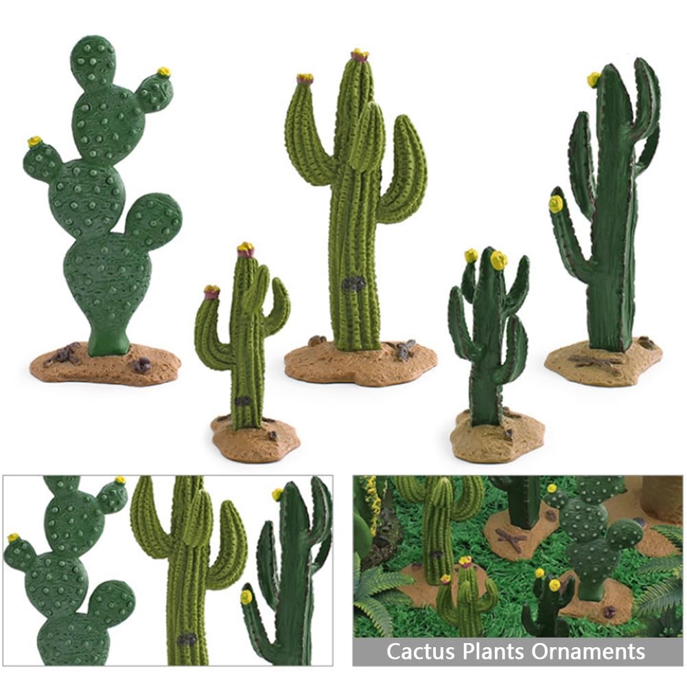 Cactus Plants Ornaments – 5 Pcs Cute Decorations Faux Grass Plant, for Room B…