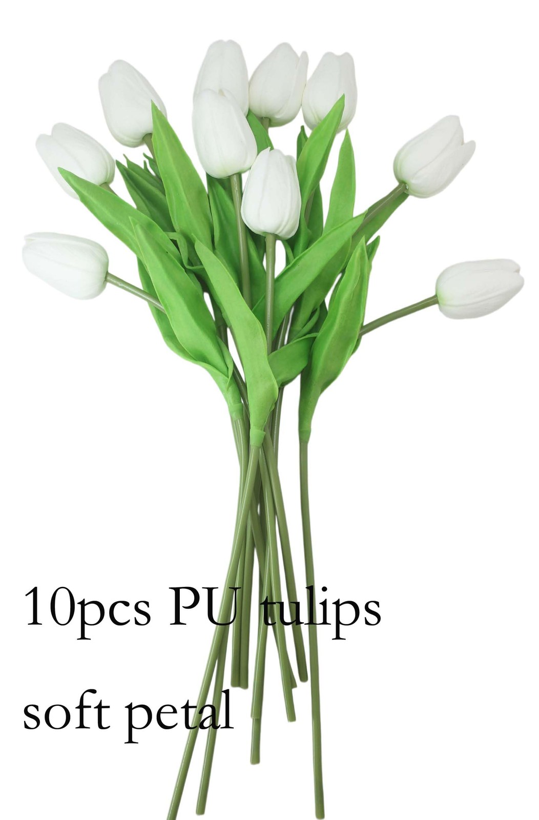 10 Heads White Mini Real Touch Artificial Tulips Fake Flowers DIY Bouquet