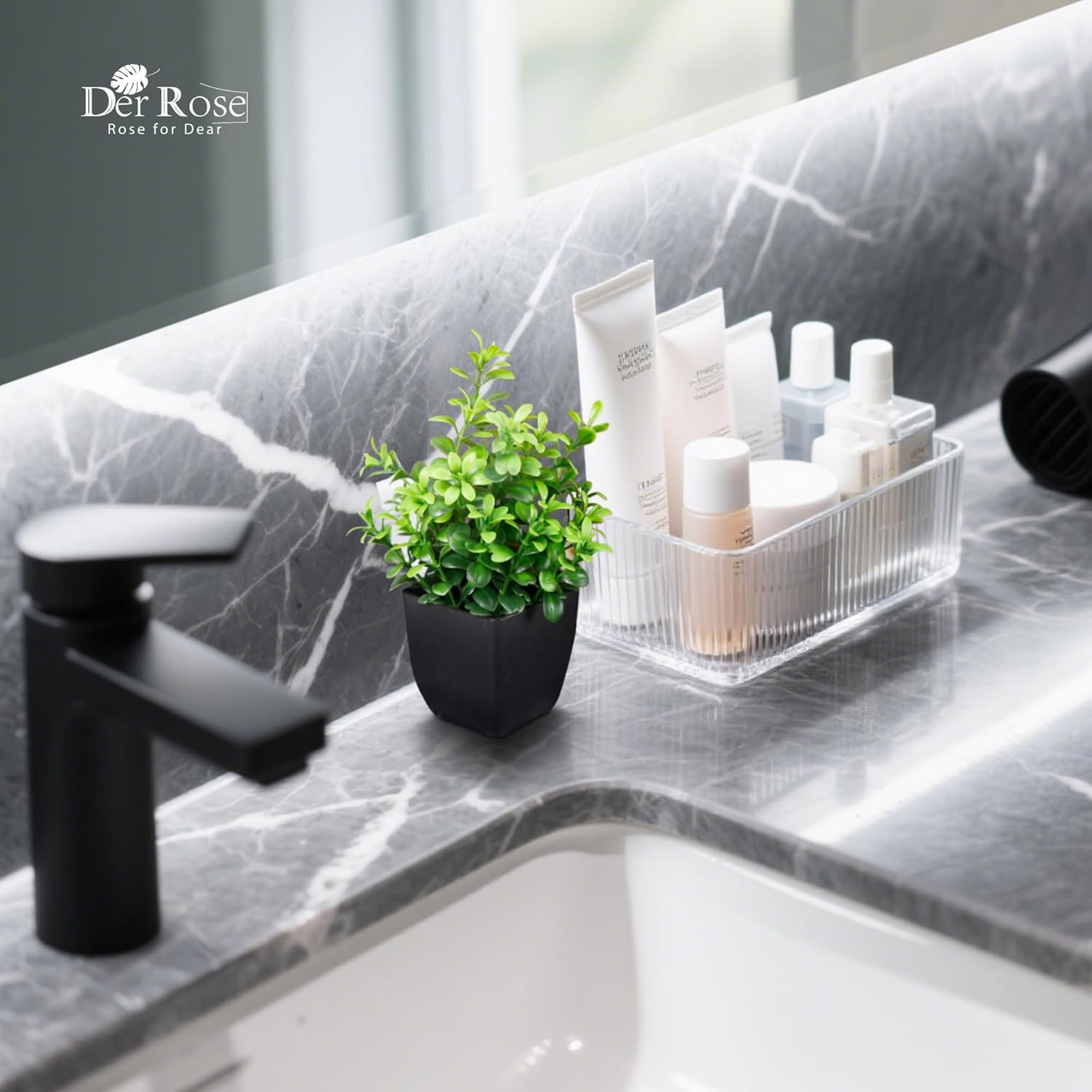 4 Pack Black Bathroom Decor Fake Plants Mini Artificial Greenery Potted Plants f