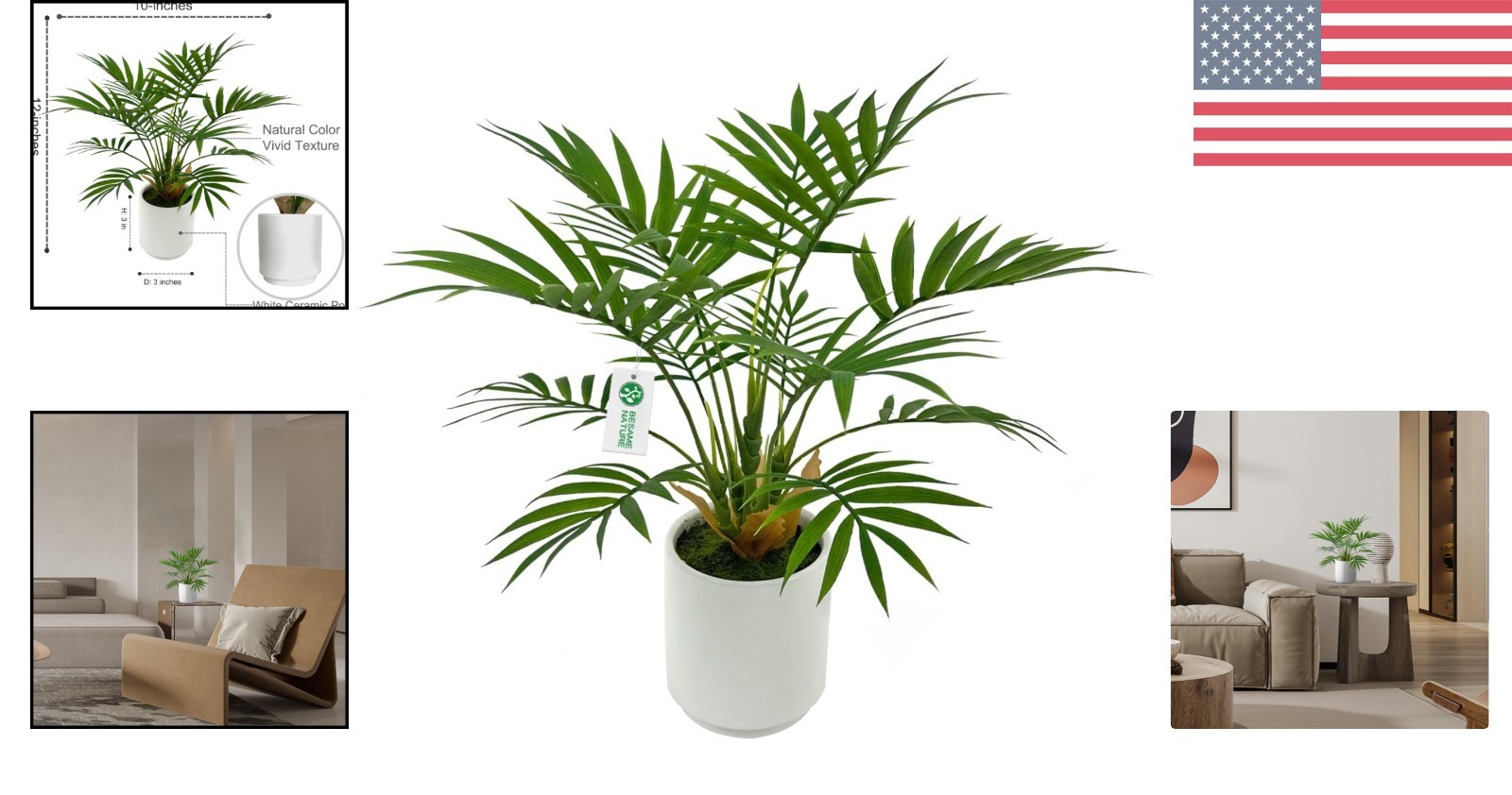 Chic 12″ Artificial Palm Plant in Stylish White Pot – Perfect Housewarming Gift