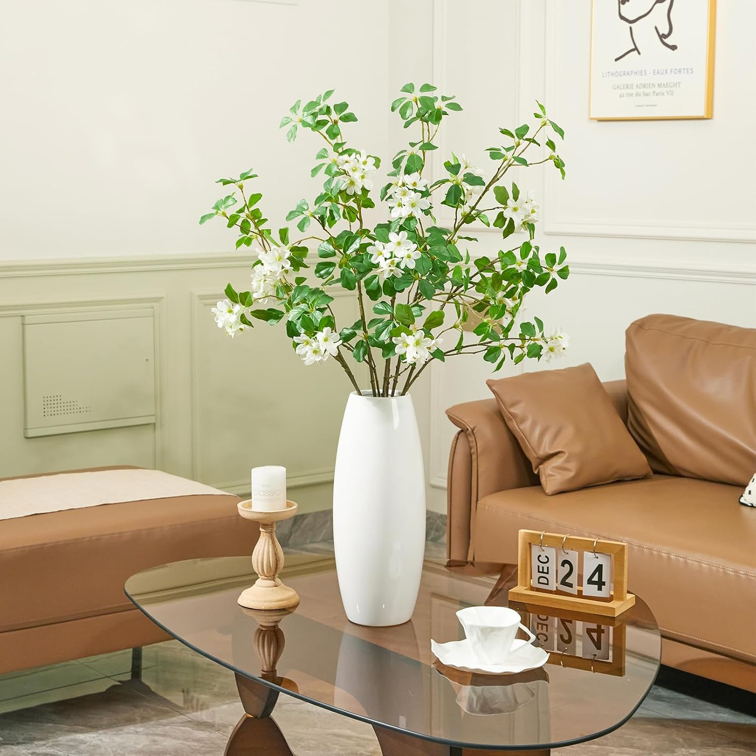 43.3″ Artificial Greenery Stems – 3 PCS Faux Silk Branches for Home Decor