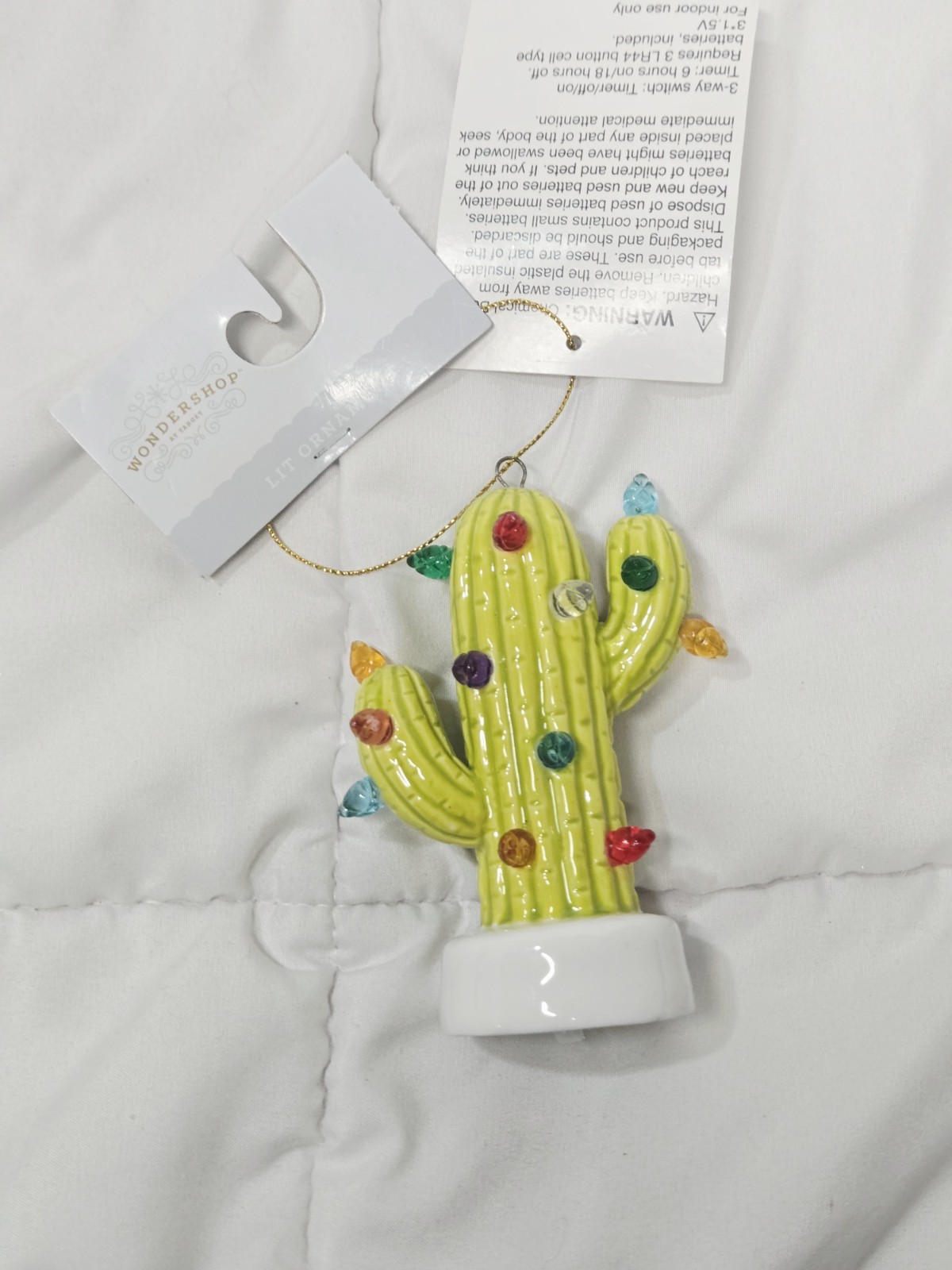 New Ceramic Cactus Tree with Lights Sage Green Boho Cactus Decor Colored Lights