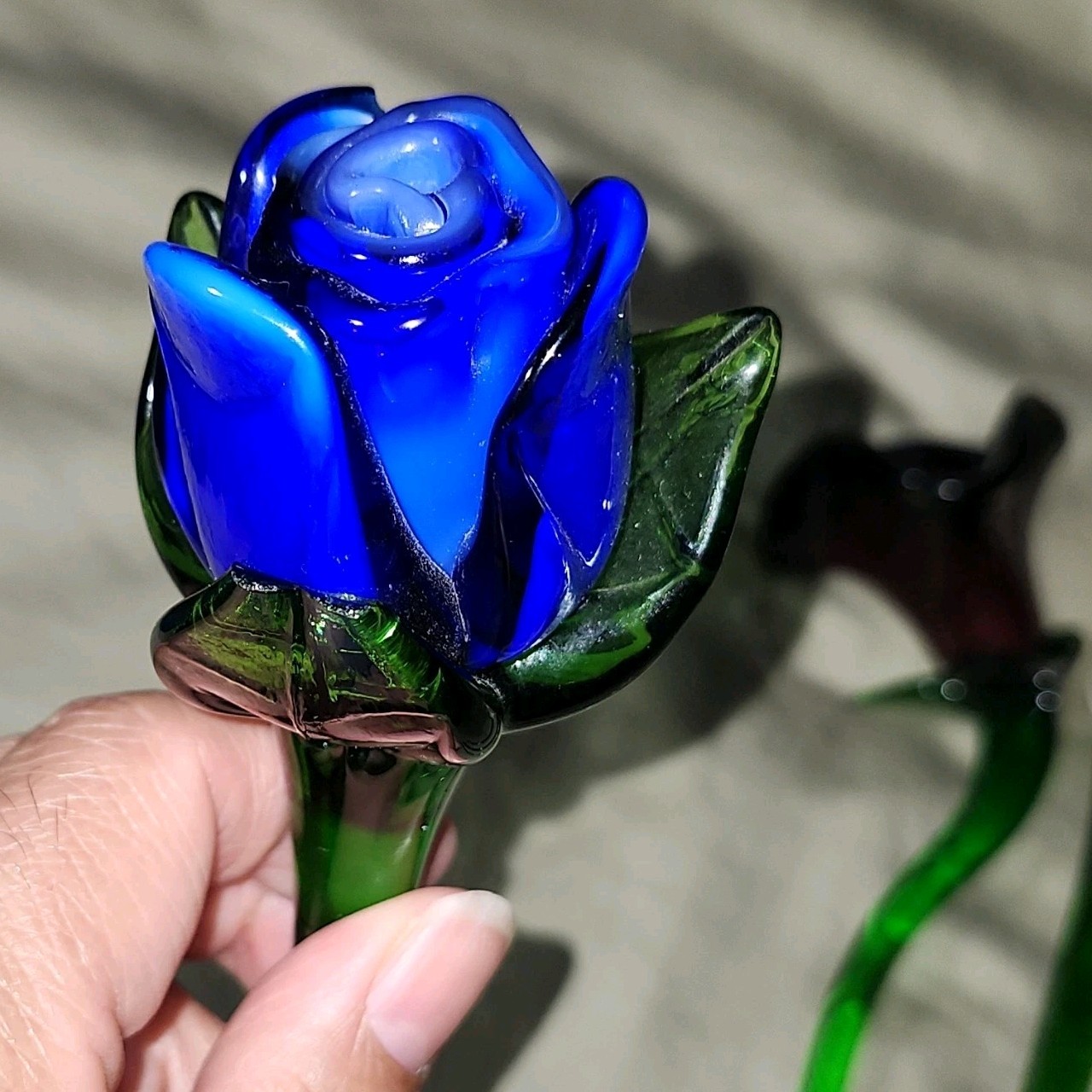 4pcs Hand Blown Glass Flower Stems Rose & Calla Lily Multicolor 12 in