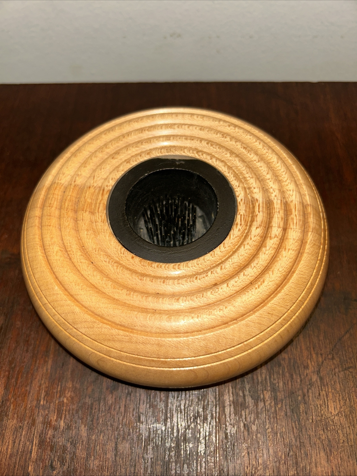 Round Solid Maple Wood Flower Frog