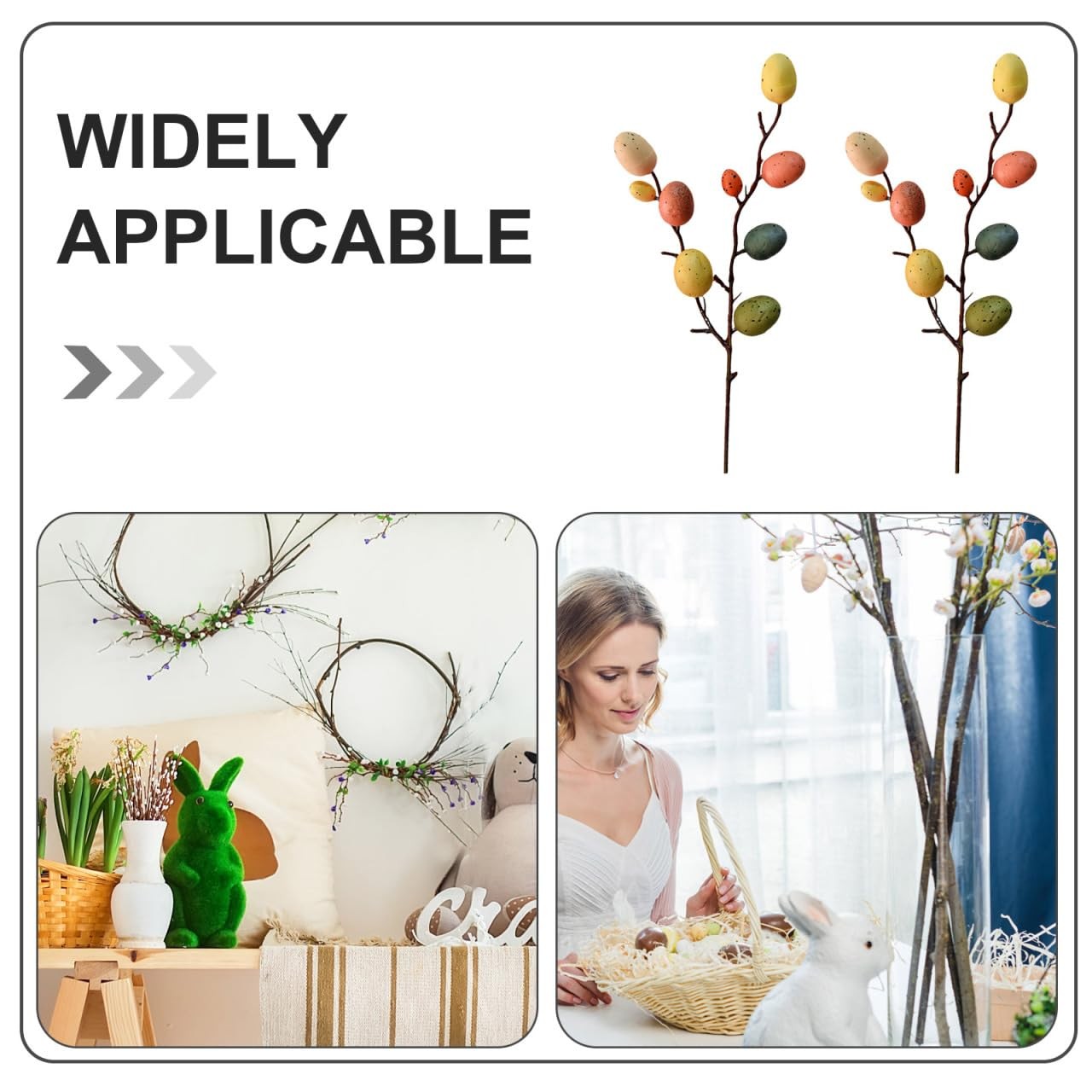 5 Pcs Artificial Easter Egg Tree Branches with Colorful Egg Picks and Floral …