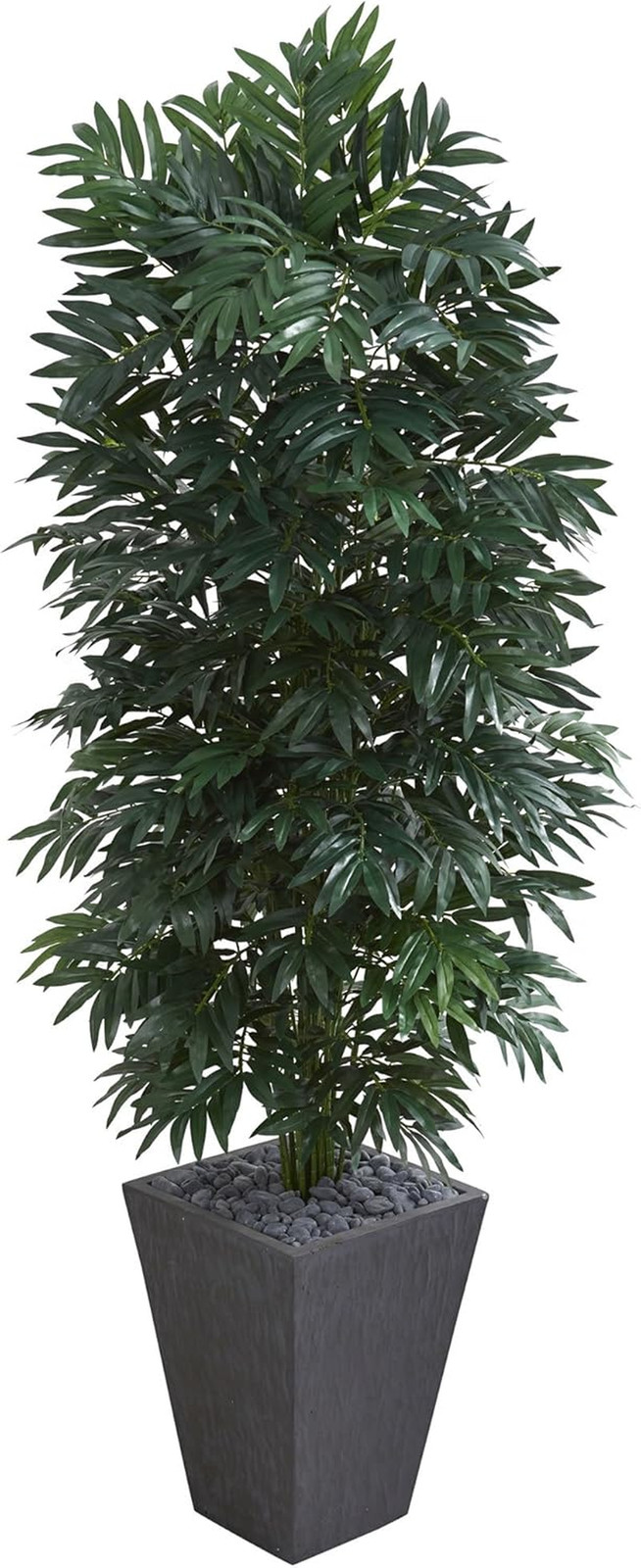 5.5’ Double Bamboo Palm in Slate Planter – Lush Artificial Plant Decor