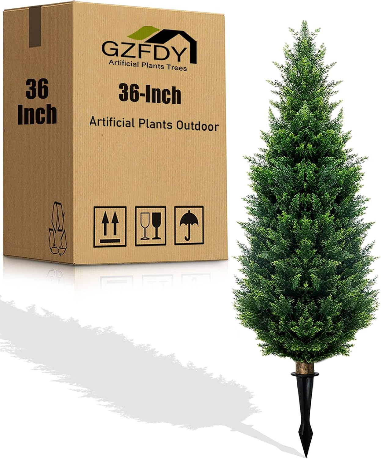 4Ft Artificial Cedar Topiary Trees (2-Pack) – UV Resistant Fake Shrubs with Grou