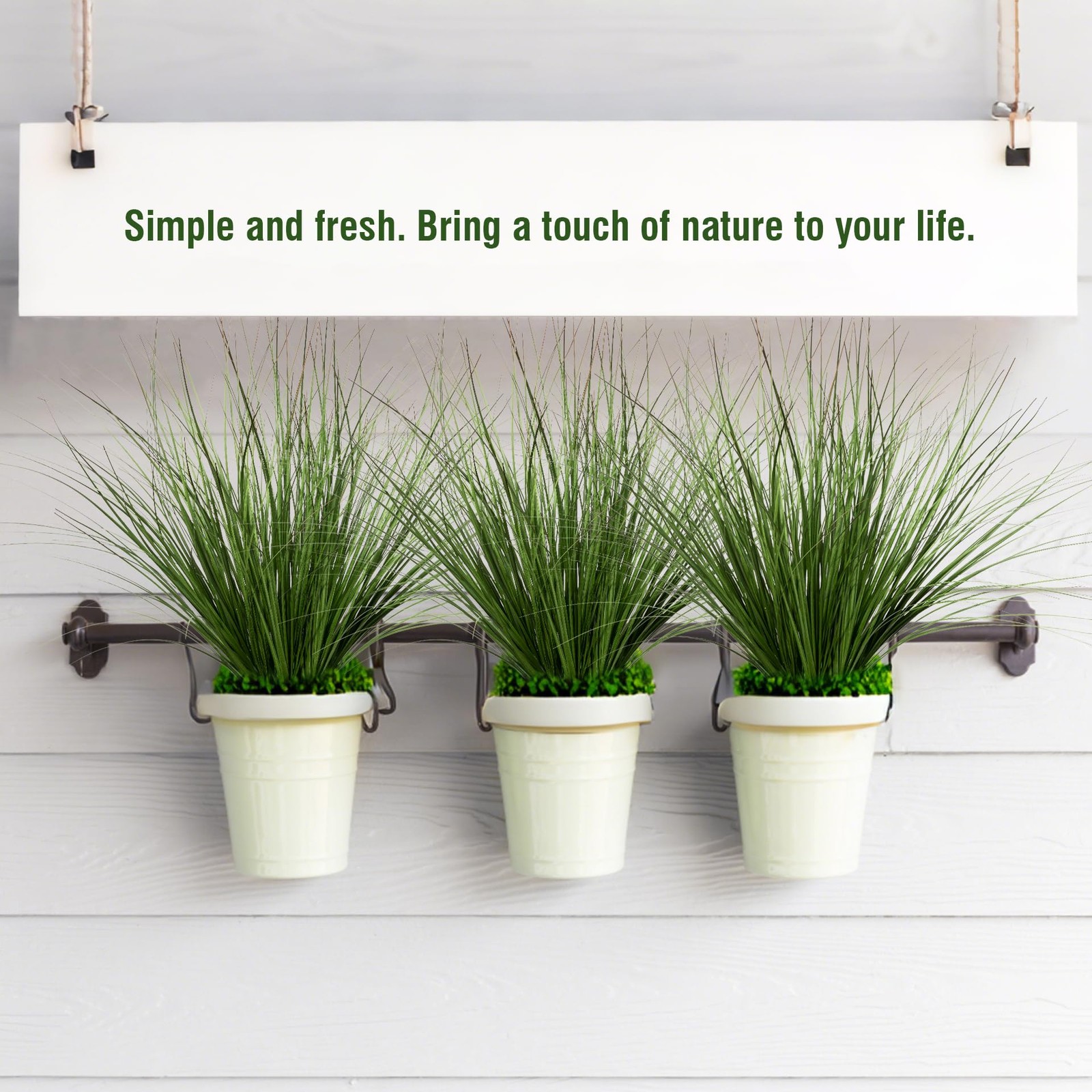Artificial Wheat Grass, 8 Stems, 17.3″ Fake Plants Faux Grass Greenery for In…