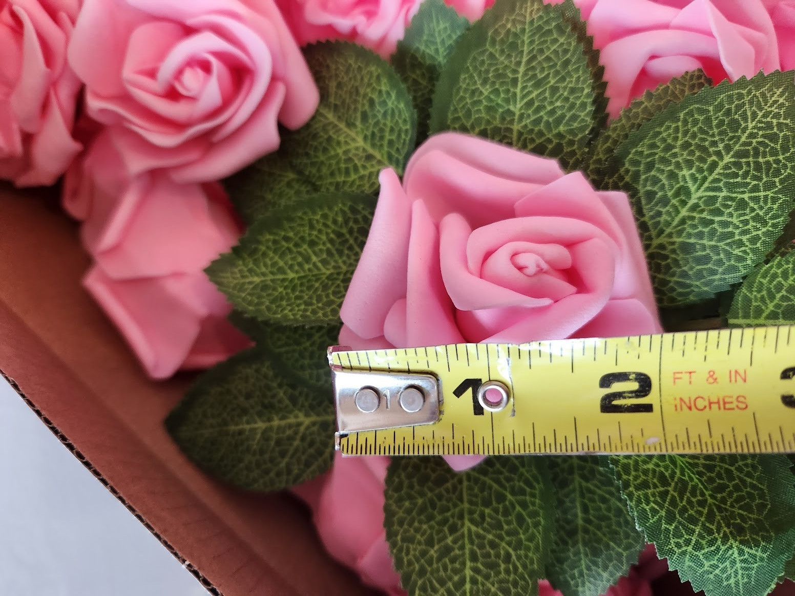 70 Pieces Pink Foam Rose Heads Only (NO Stems) and 6 leaf pieces NEW open box