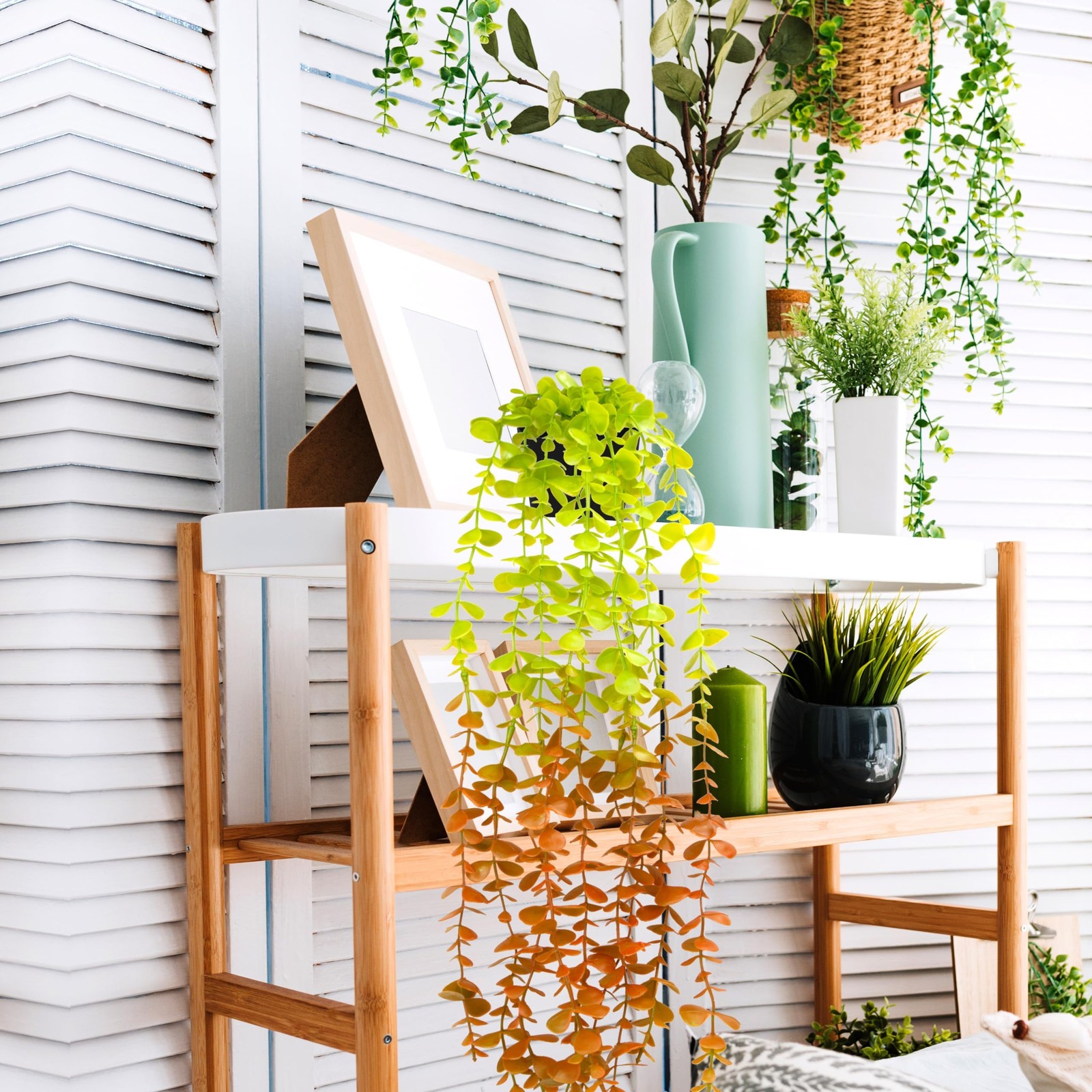 Artificial Hanging Plants for Shelf, 1 Pack Fake Potted Greenery Plant Faux R…
