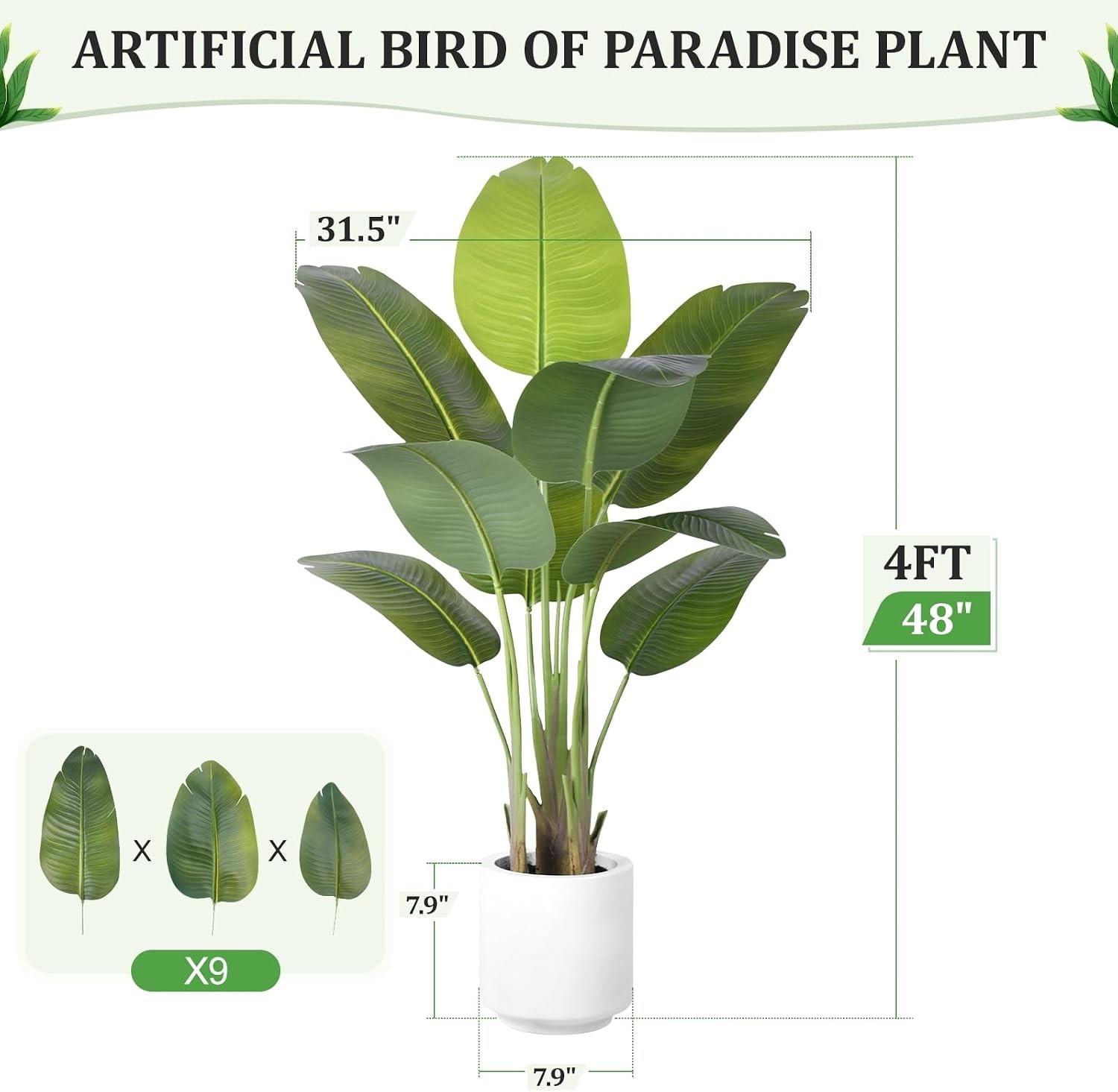 4FT Artificial Bird of Paradise Plant – Faux Tropical Elegance for Home & Office