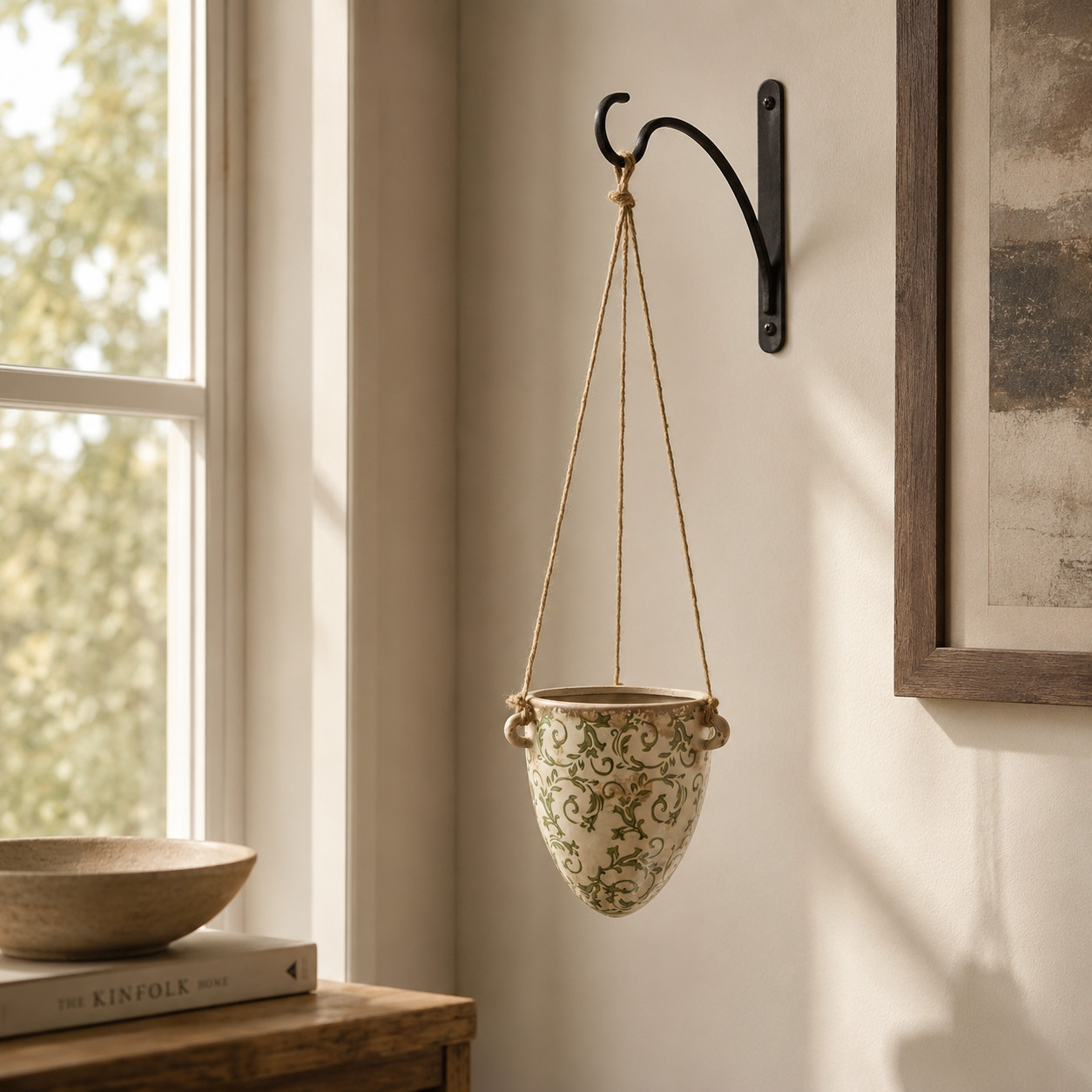 2′ Tuscan Hanging Ceramic Scroll Planter