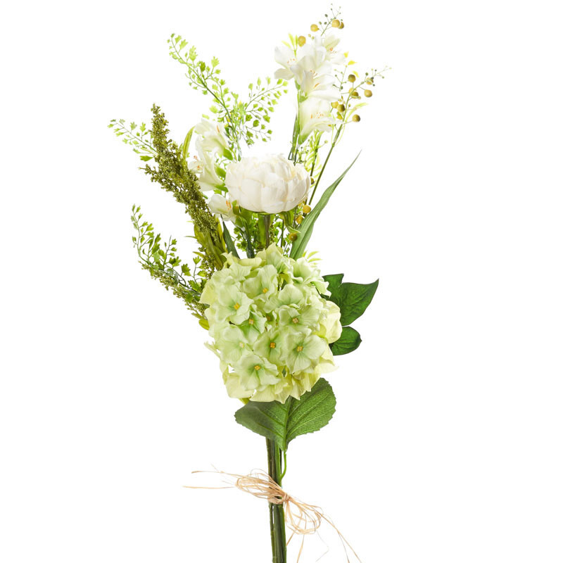 30″ Cream and Green Artificial Hydrangea, Peony, and Freesia Bundle