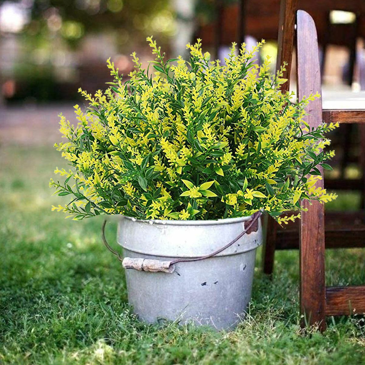 8/16 Bundles Outdoor Artificial Lavender Fake Flowers UV Resistant Shrubs Plants