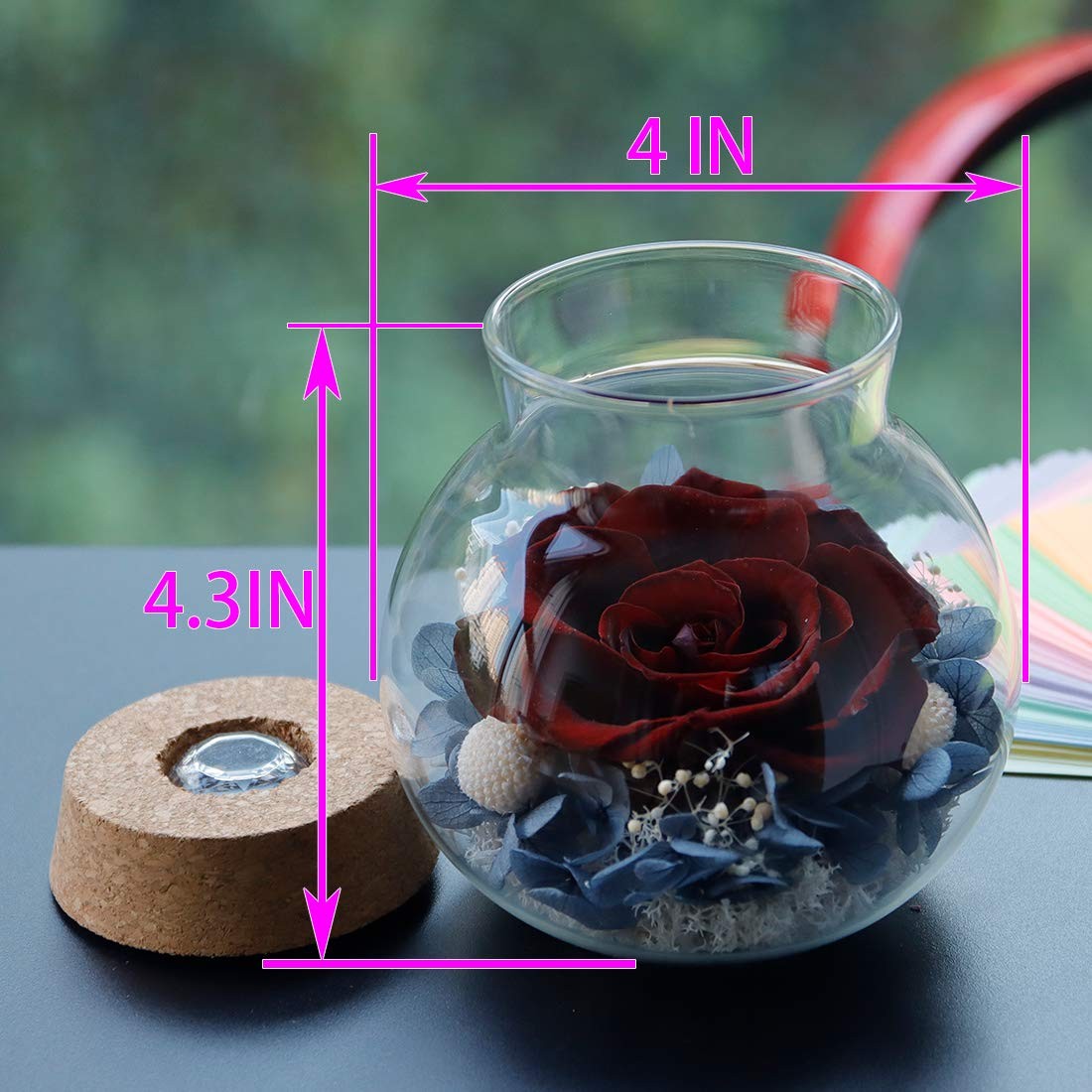 Preserved Real Roses with Colorful Mood Light Wishing Bottle,Eternal Rose，Nev…