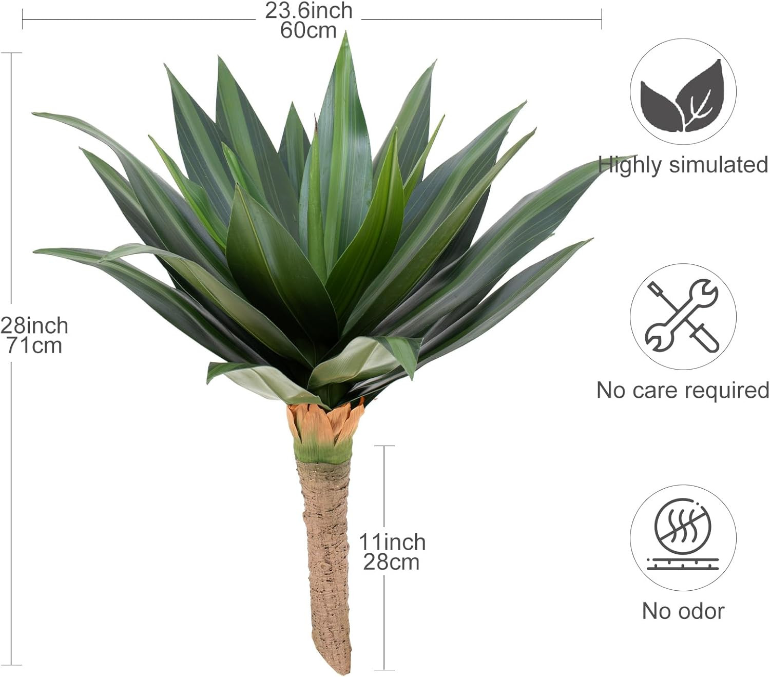 27.95″ UV-Resistant Artificial Agave Succulent Plants – Set of 2