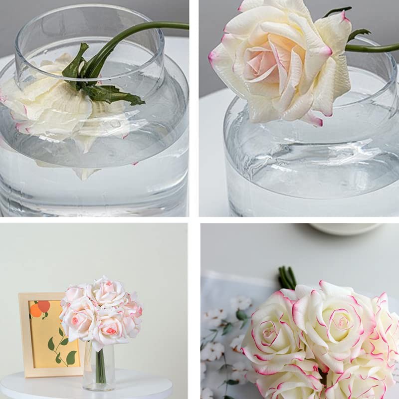 6 pcs Artificial Rose Flowers Real Touch Silk Rose 10.2 inch Single Stem Rose…