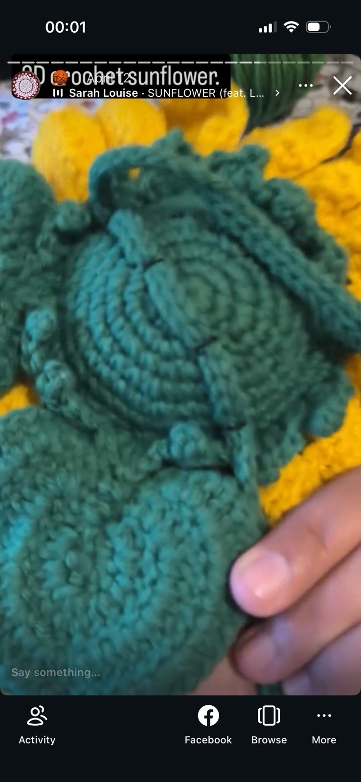 Crochet Sunflower Garland Wall Decor, Artificial Yellow Brown Green