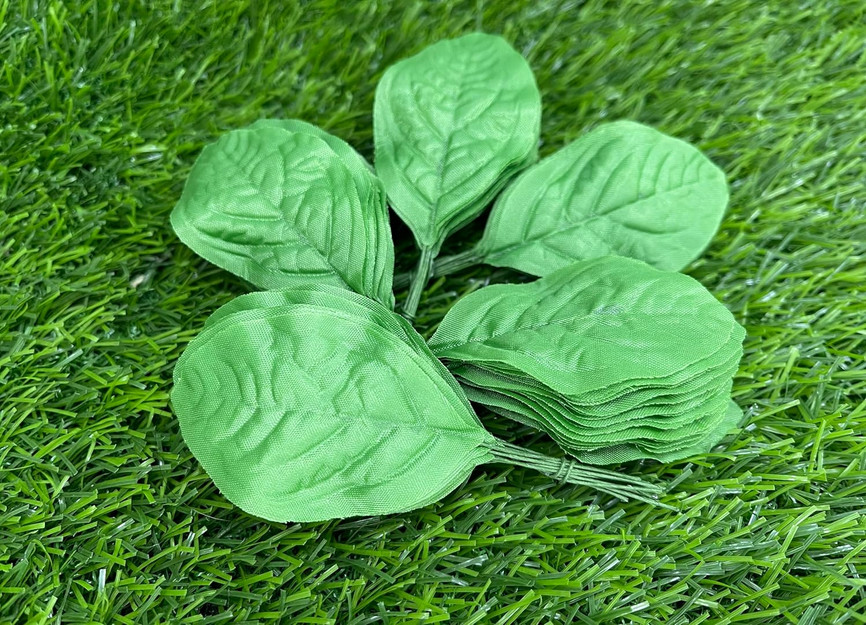 Fake Leaves Jasmine Leaves Fabric Artificial Leaf with Wire Stem Clips Size#1