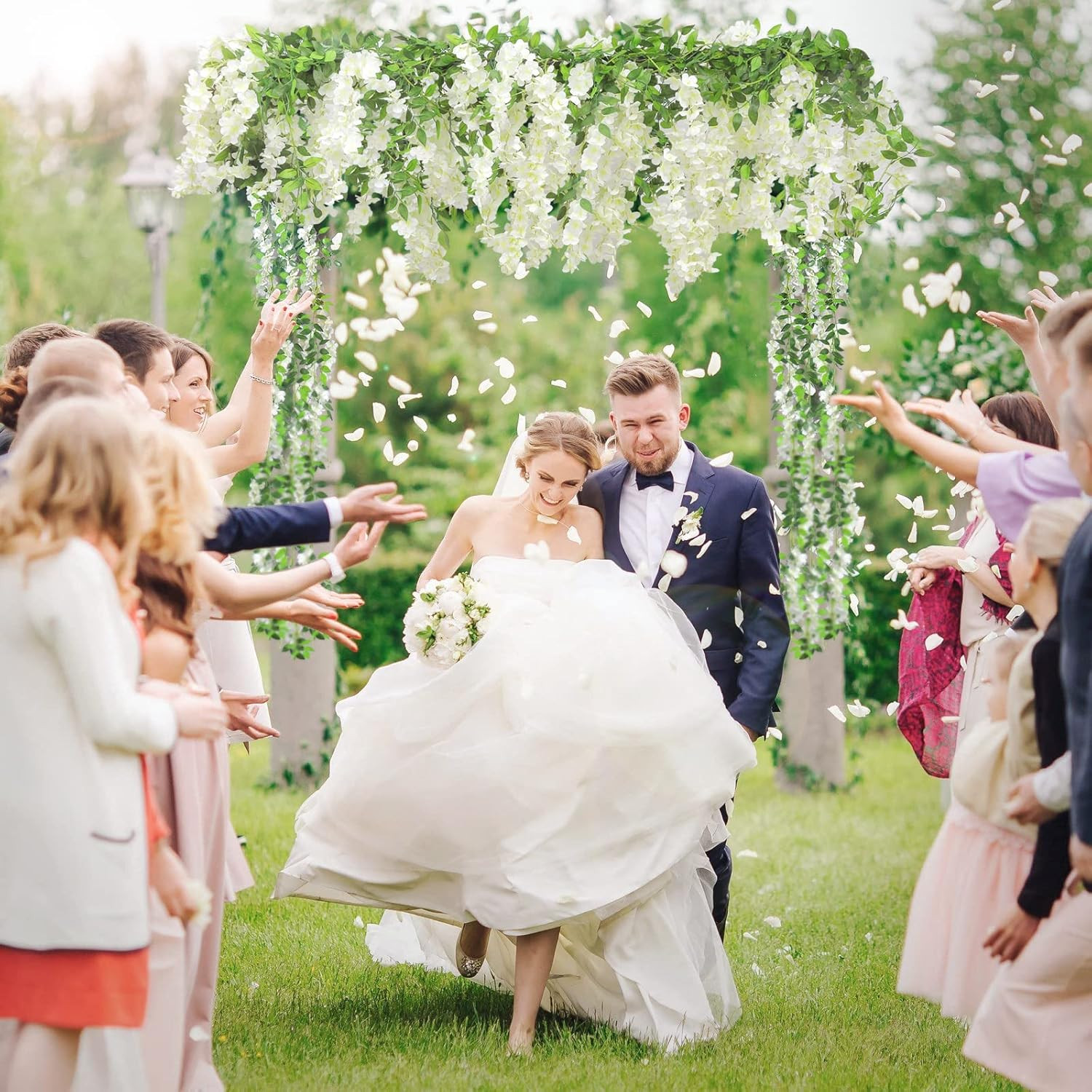 Wisteria Artificial Flowers Garland, 5Pcs Total 36FT White Wisteria Hanging Flow