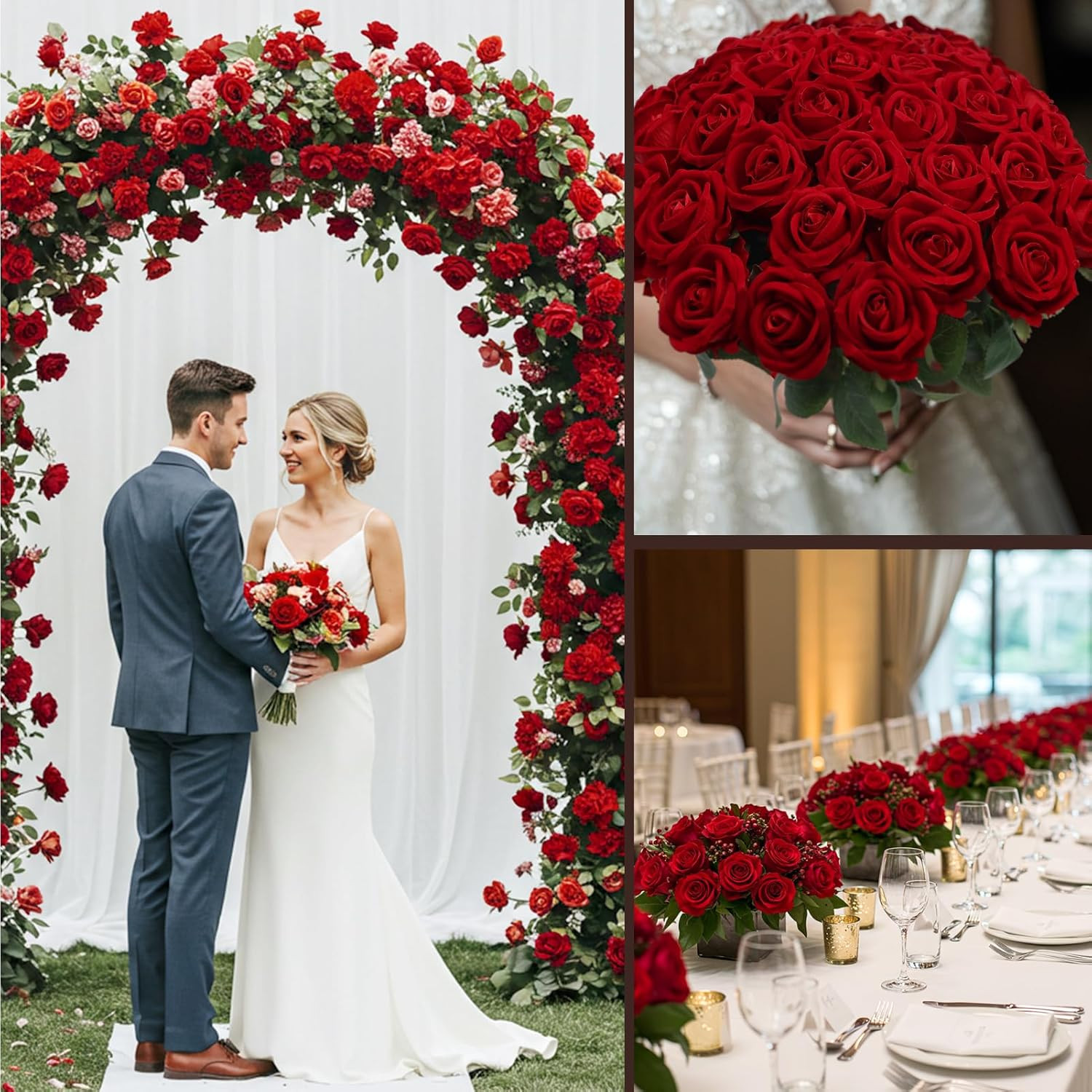 154Pcs Realistic Red Roses – Perfect for Weddings, Parties, and Home Decor