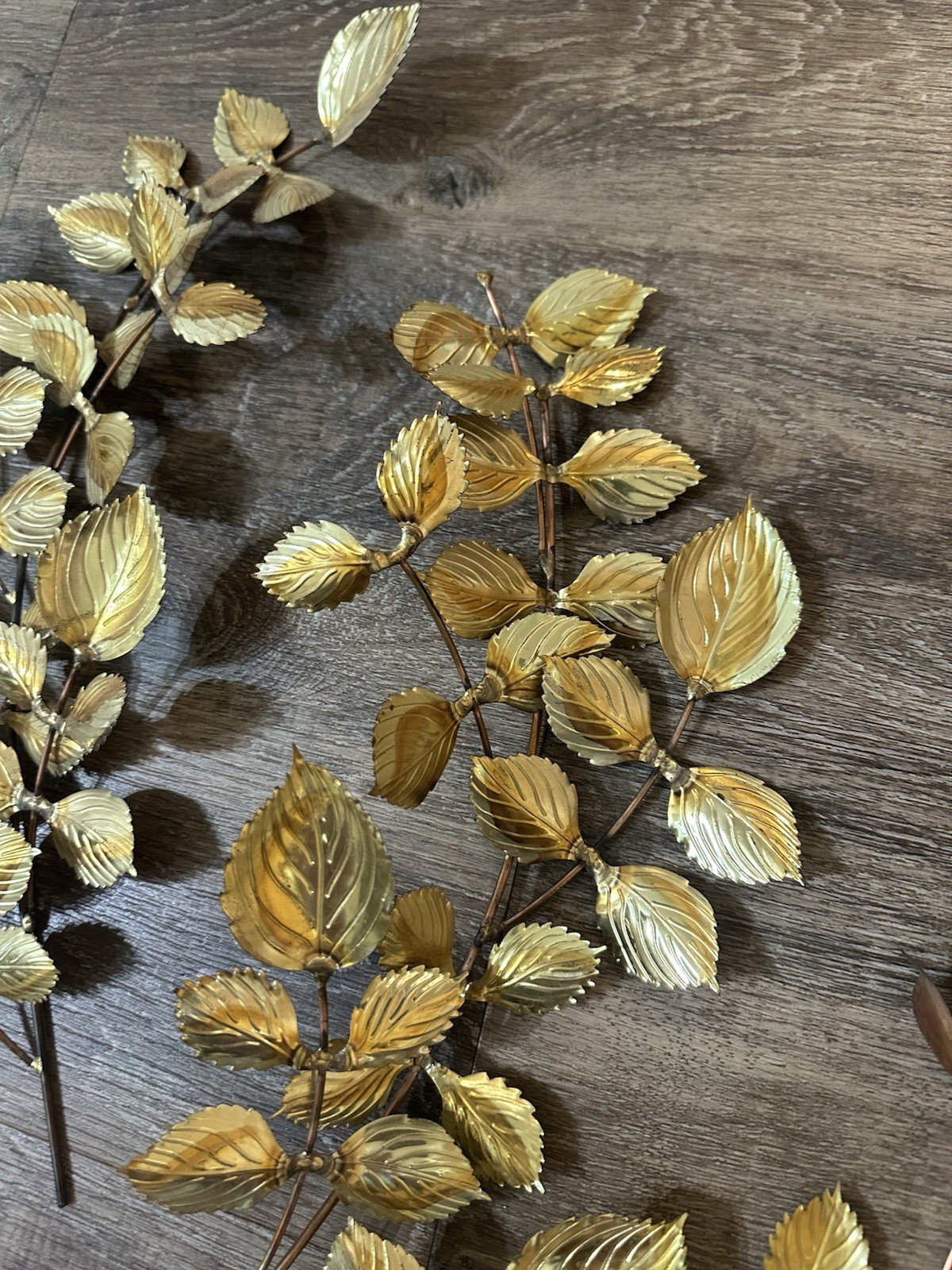 Metal Leaf Sculptures Wall Hangings Flower Floral Vintage Decor 80s 90s