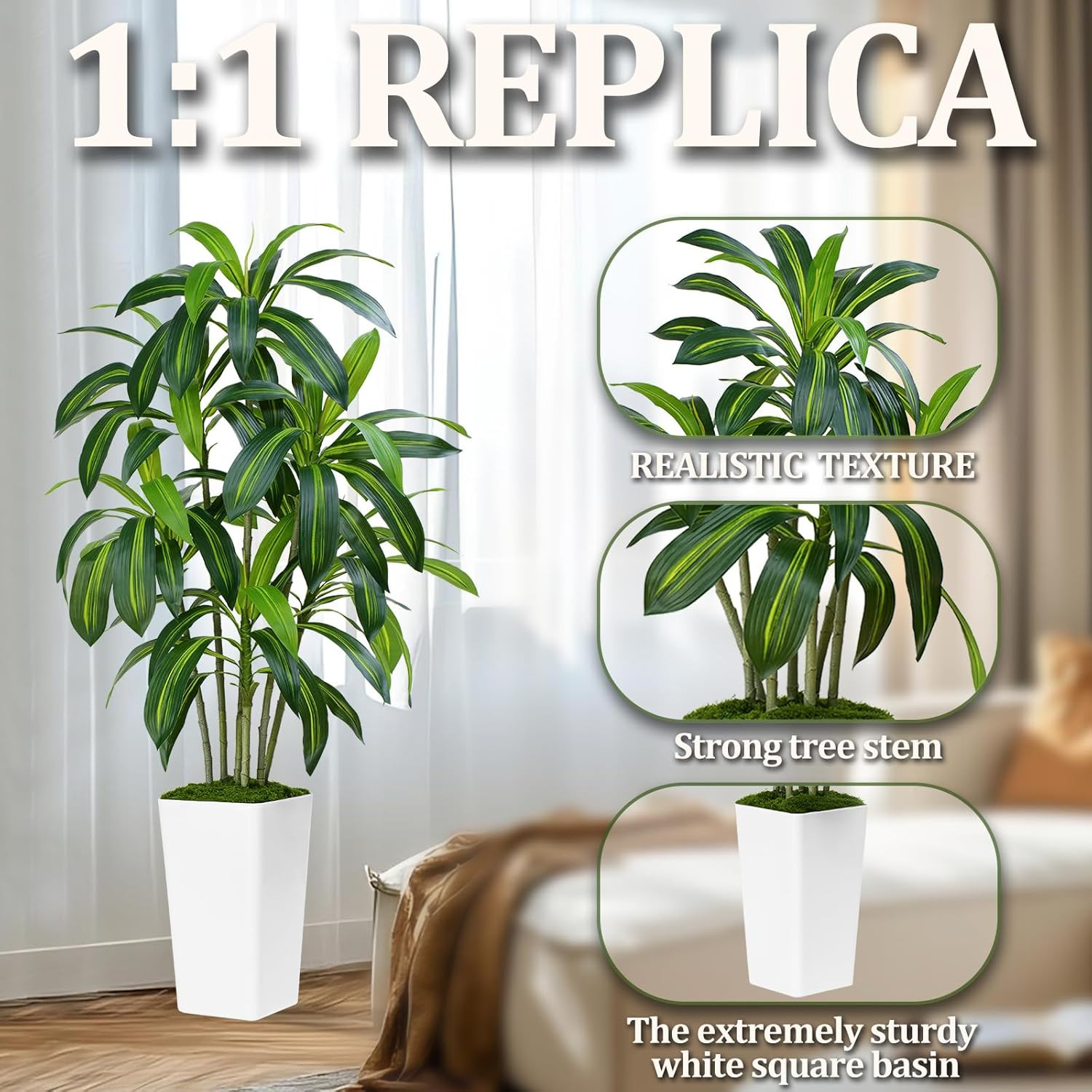 5Ft Dracaena Artificial Tree – Faux Tropical Plant for Home & Office Decor