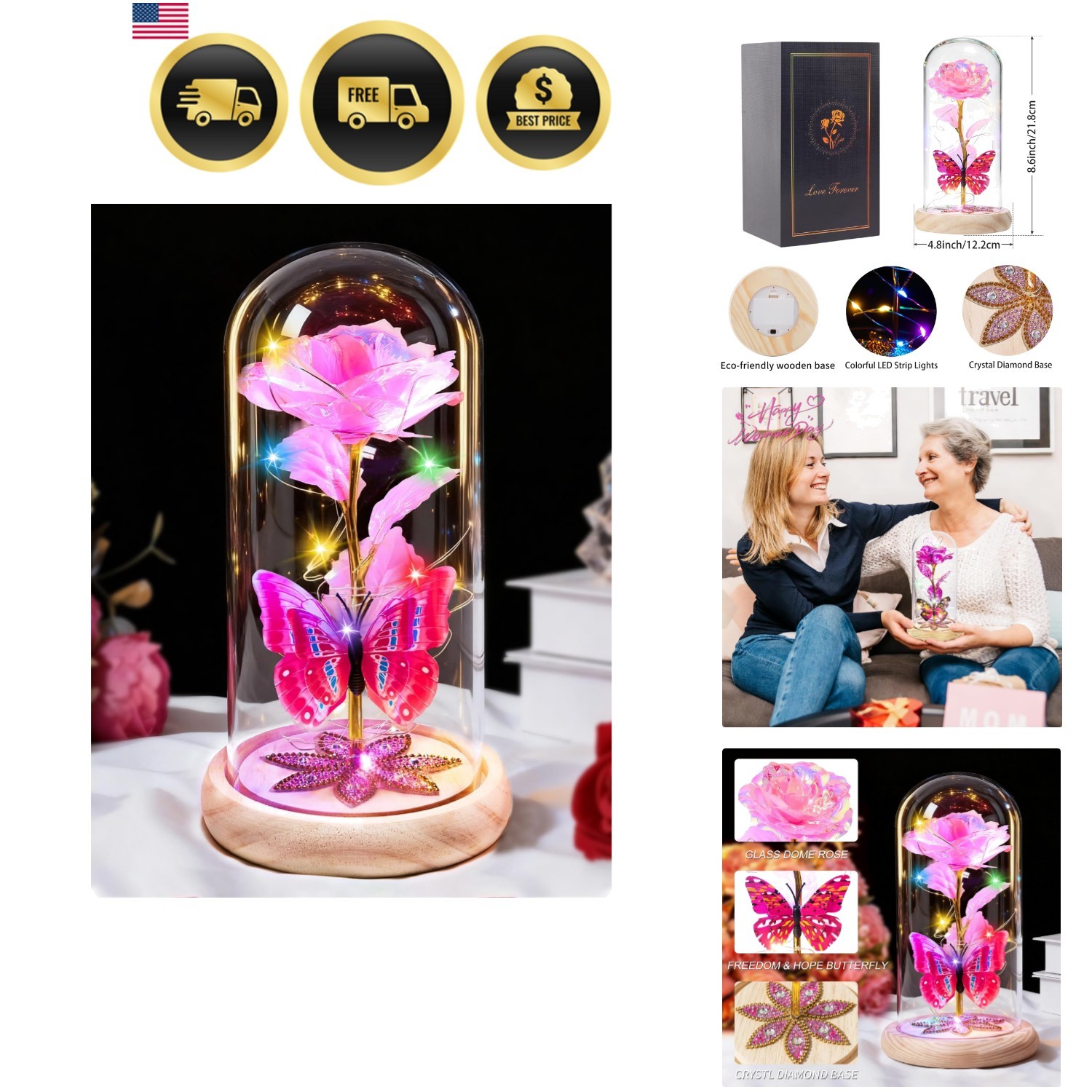 Birthday Gifts for Women Galaxy Glass Rose Forever Preserved Flowers for Deli…