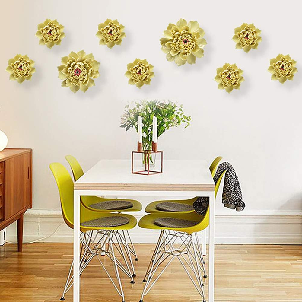 Peony Ceramic Flower Wall Décor Artificial 3D Flower Wall Art for Living Room Ho