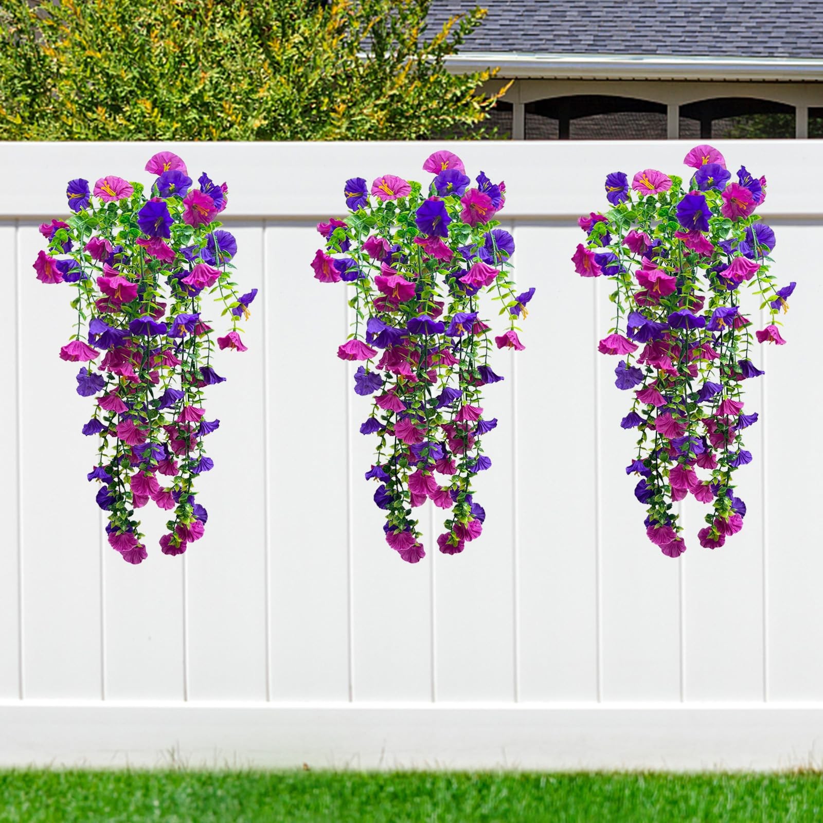 Garland Hanging Vines 4 PC Artificial Morning Glory Hanging Faux Plants Reali…