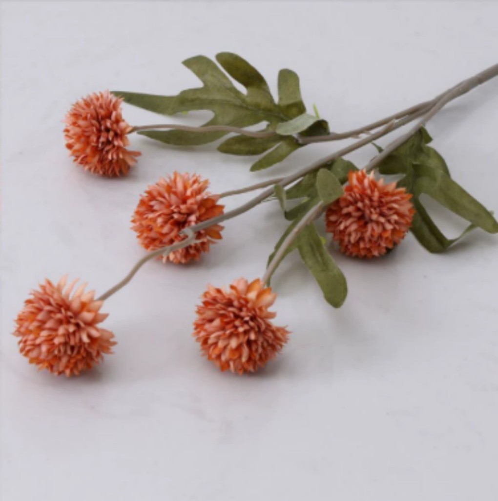 10 Pcs Artificial Dandelion Flowers(1 Pcs 5 Flower Buds) Orange Color Ornaments