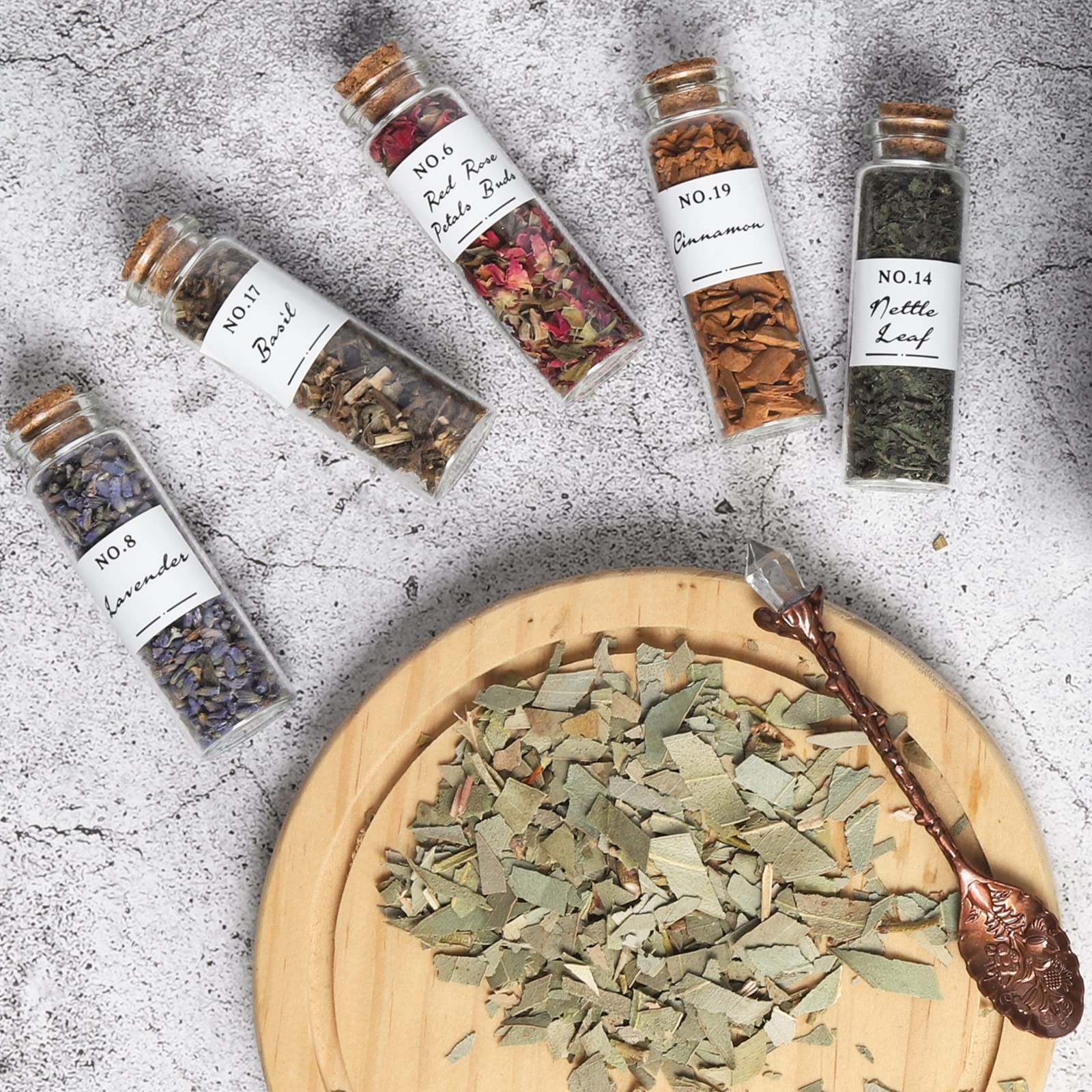 Witchcraft Supplies Herbs and Flowers Kit – 24 Pieces of Natural Dried Herbs Set