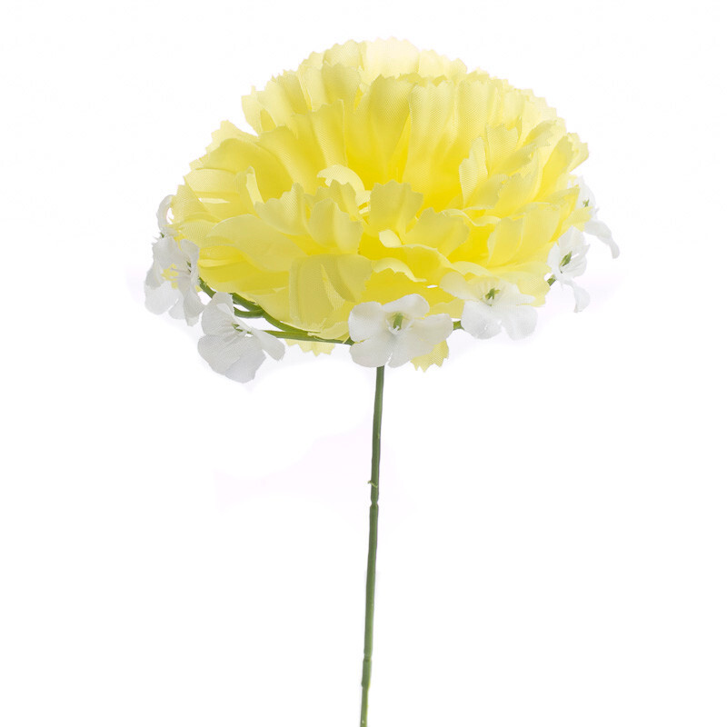 12 Factory Direct Craft Sunny Yellow Polyester Carnation Stems