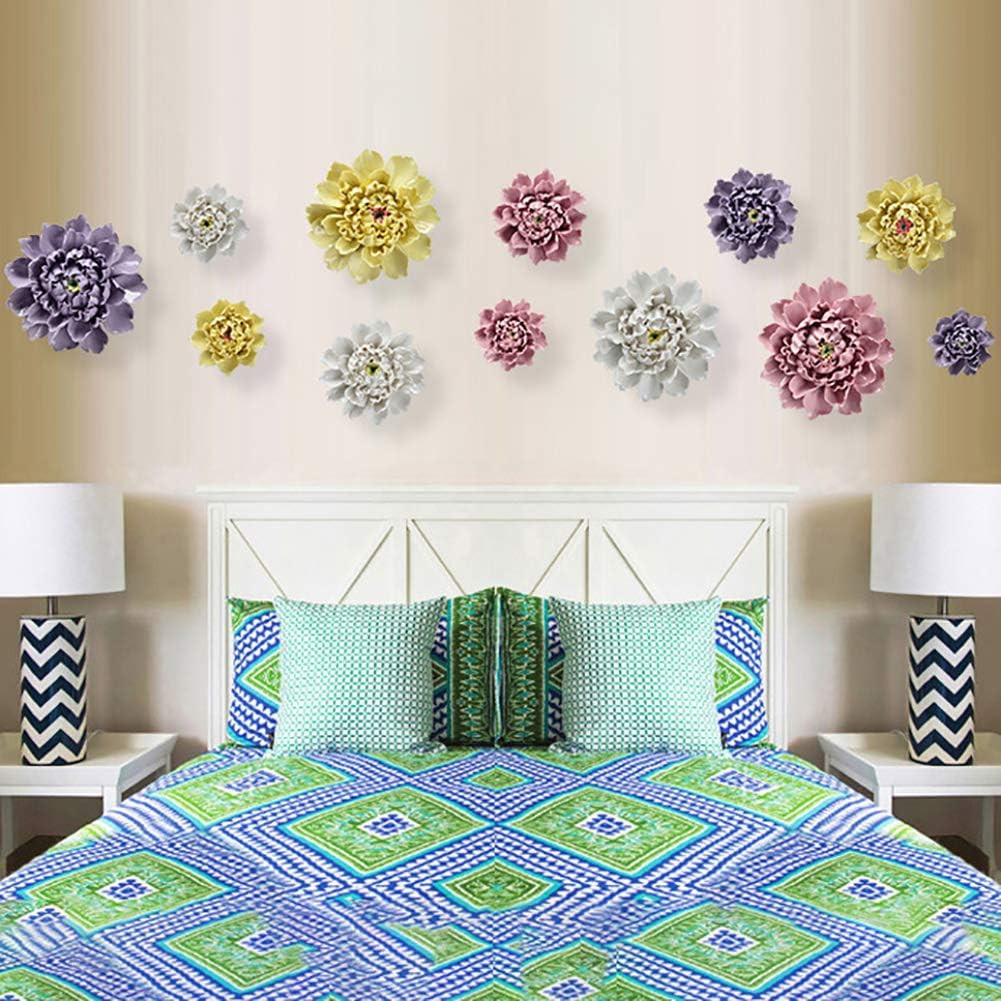 Peony Ceramic Flower Wall Décor Artificial 3D Flower Wall Art for Living Room Ho