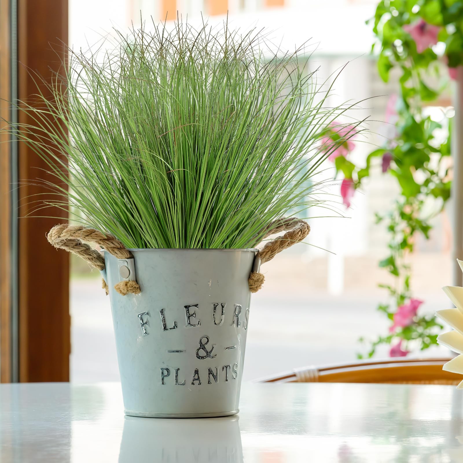 Plantas artificiales, césped, para exteriores, verde, interiores y exteriores.