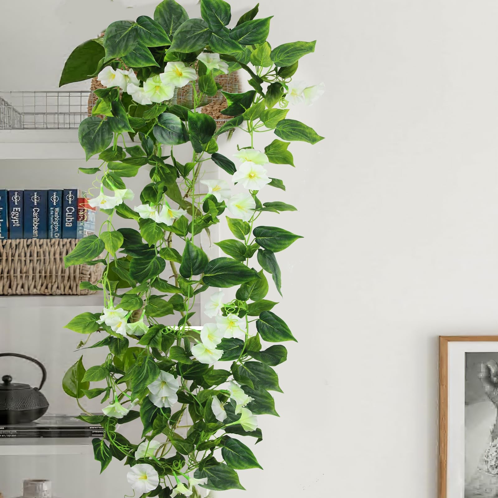 2 Pcs Artificial Vines Silk Morning Glory Vines for Outdoor 15Feet Hanging Pl…